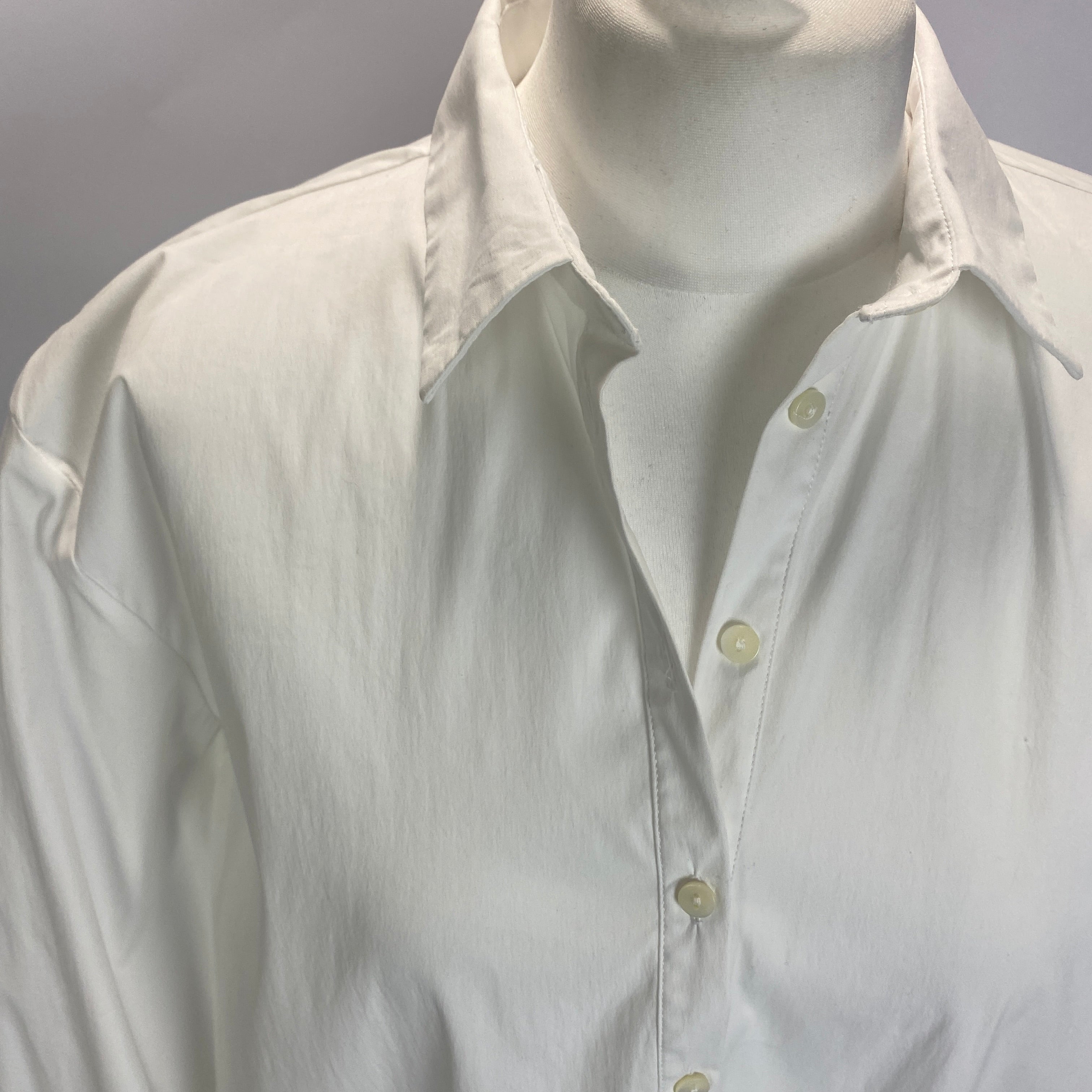 LA Collection White Stretch Cotton Poplin Maxi Shirtdress L/XL