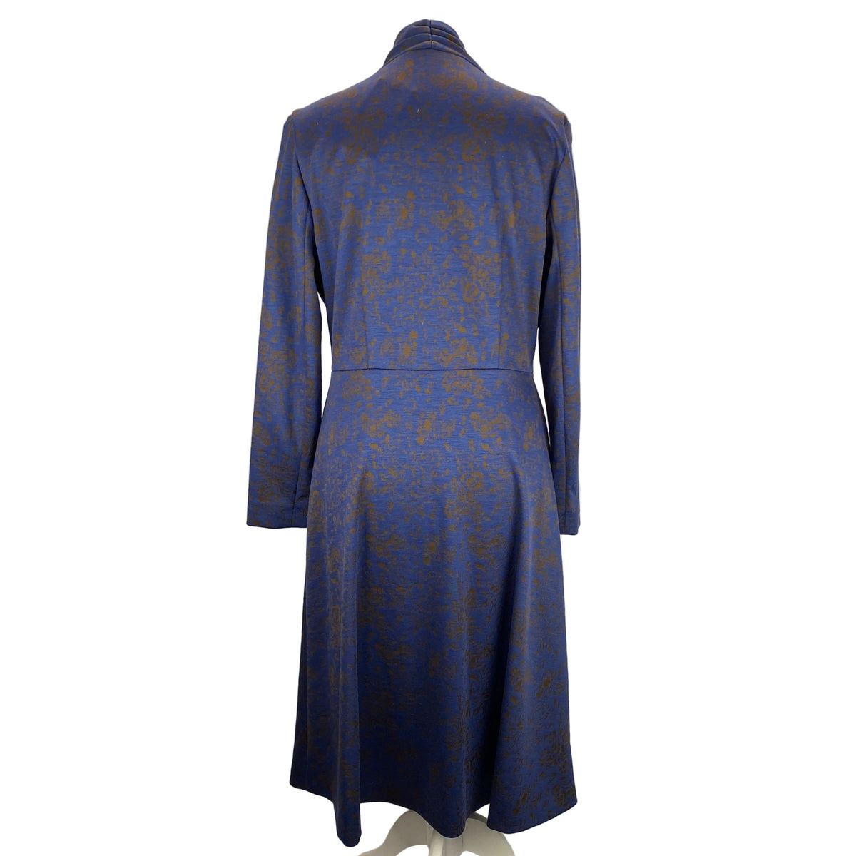 The Fold Blue & Bronze Wool Jersey Wrap Dress L