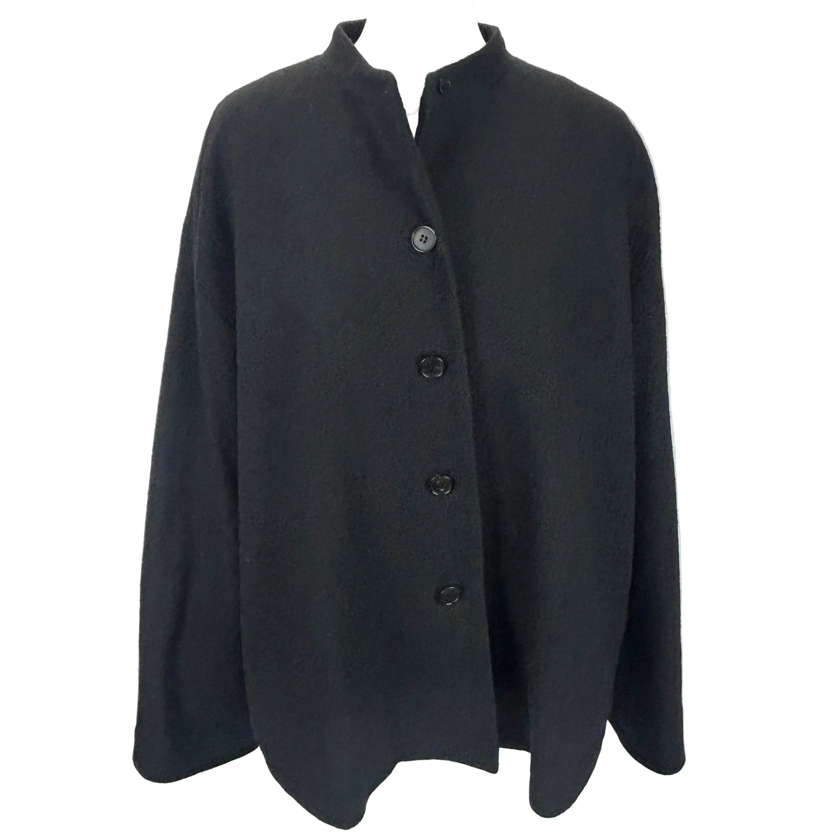 SOH £900 Black Textured Wool Mix Swing Jacket L-XXL