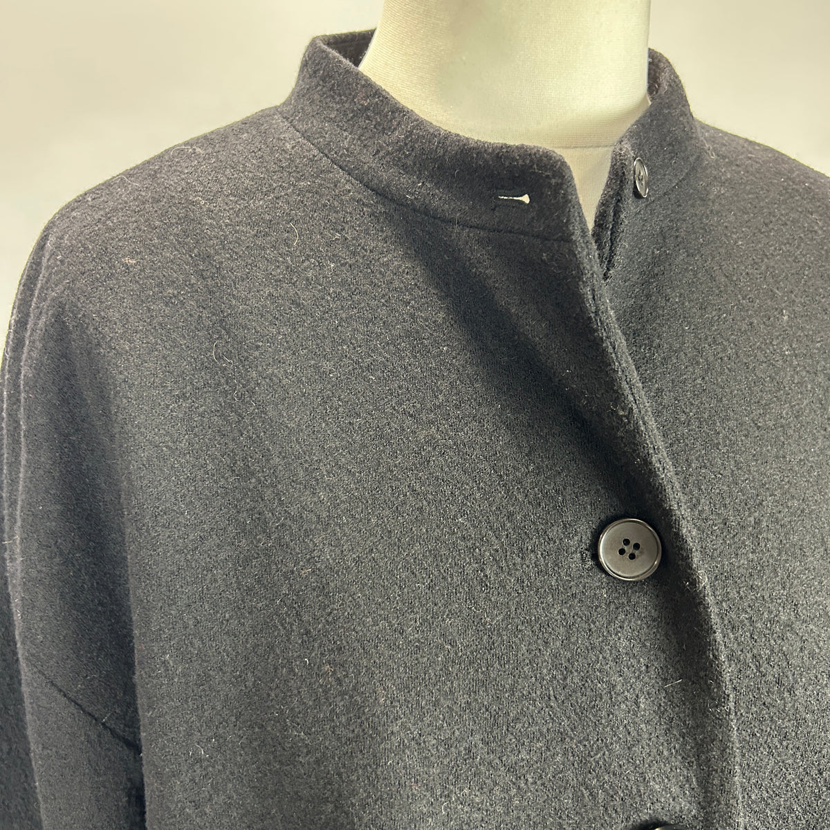 SOH £900 Black Textured Wool Mix Swing Jacket L-XXL