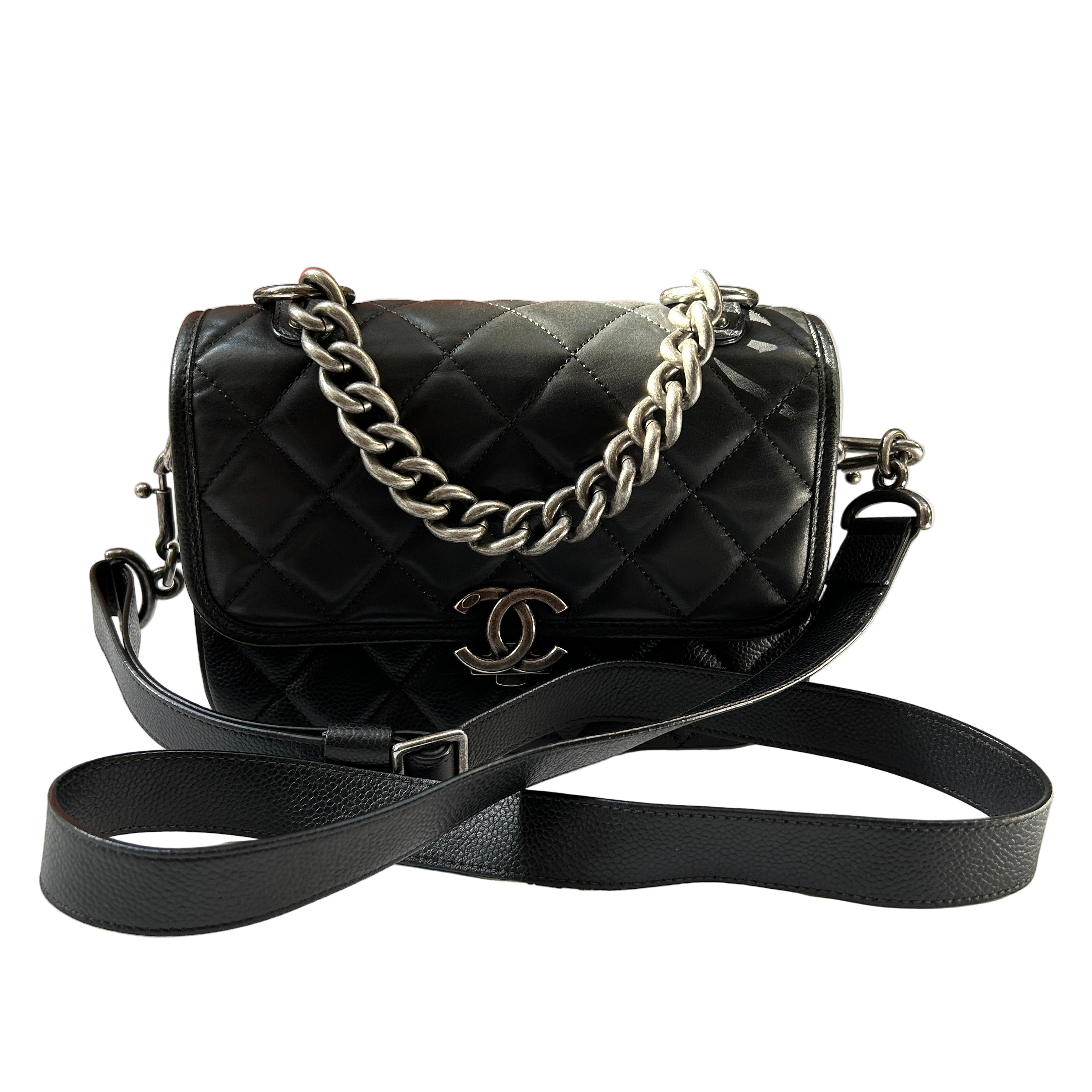 Chanel New Black Quilted Small Daily Carry Messenger Bag
