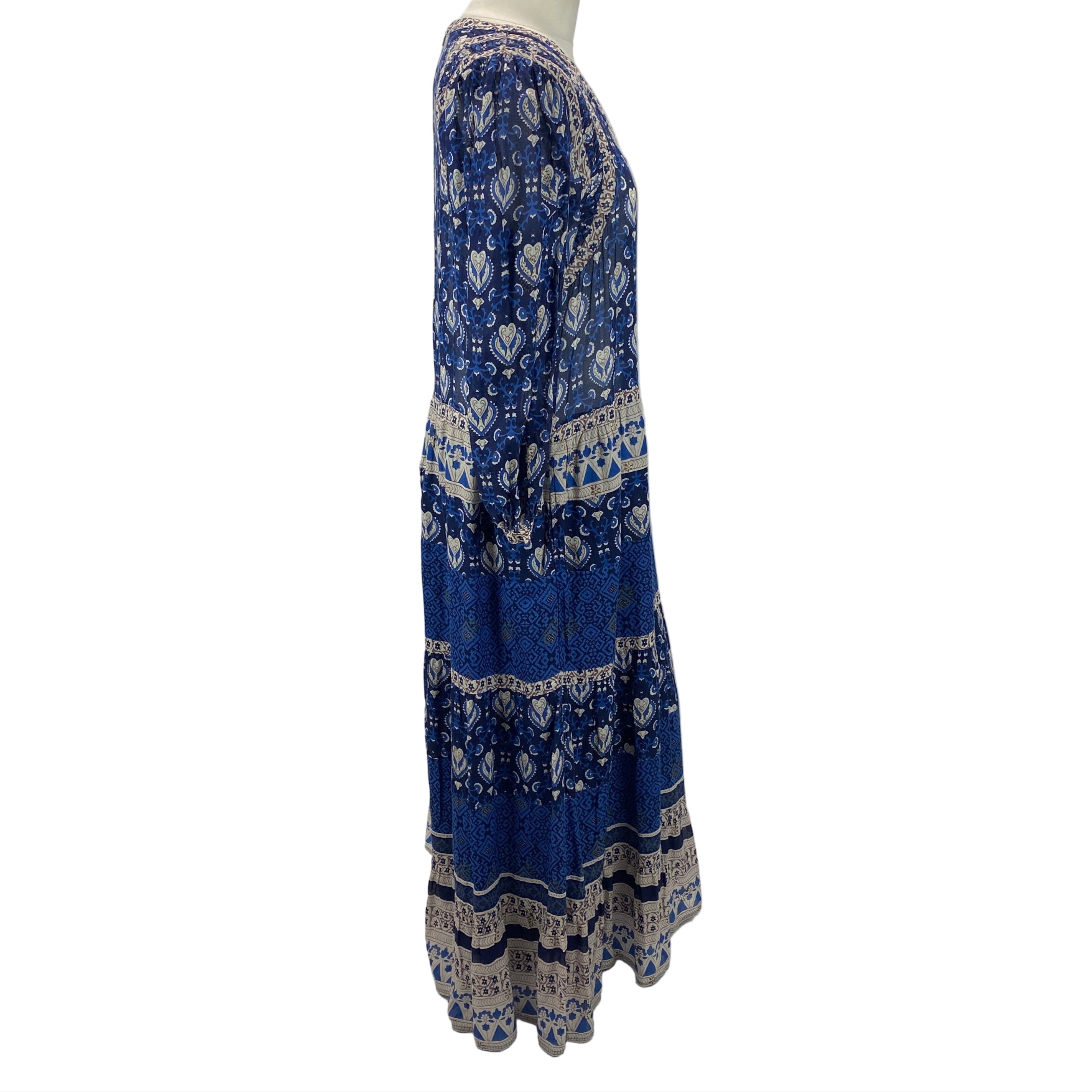 Sea New York Blue Print Balloon Sleeve Maxi Dress S