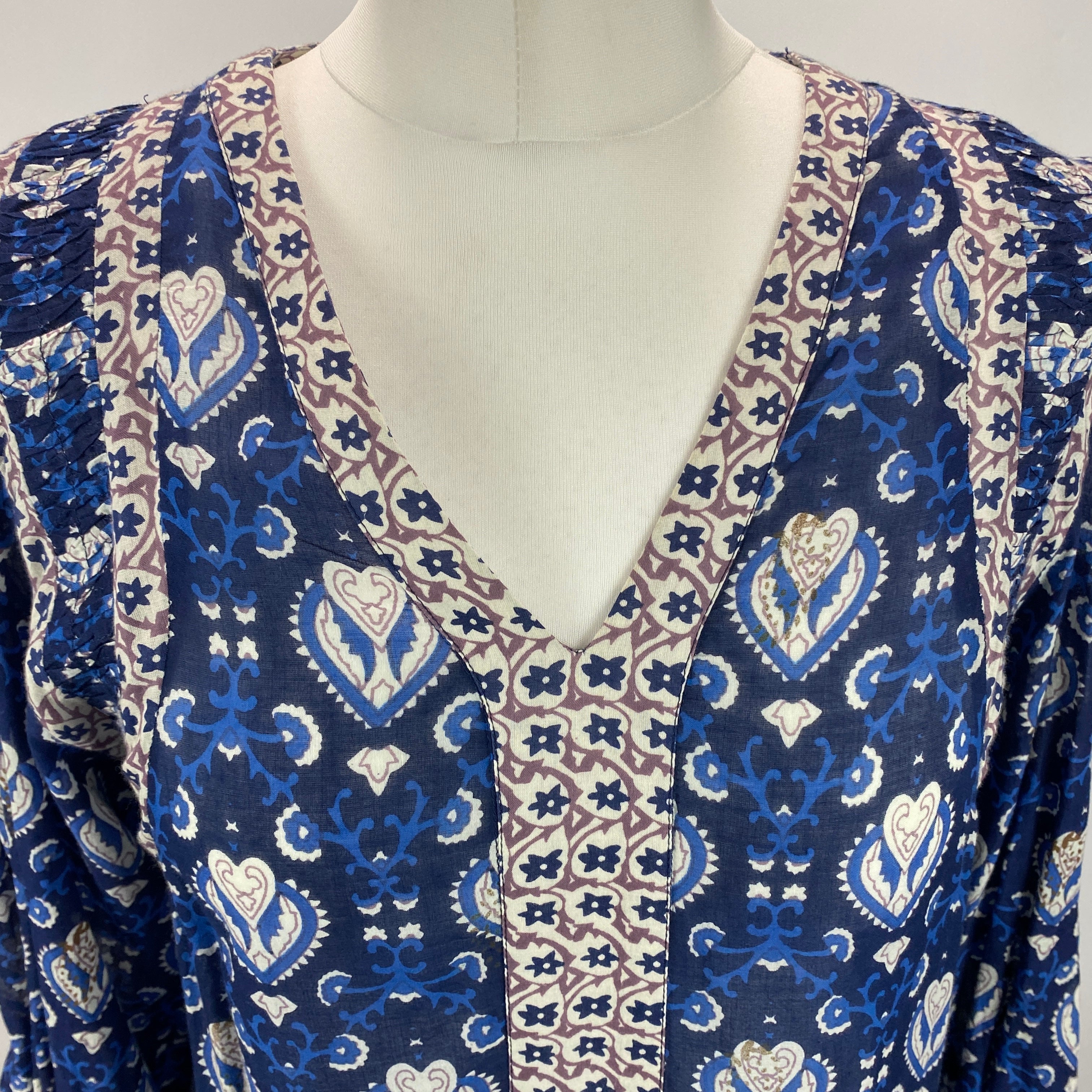 Sea New York Blue Print Balloon Sleeve Maxi Dress S