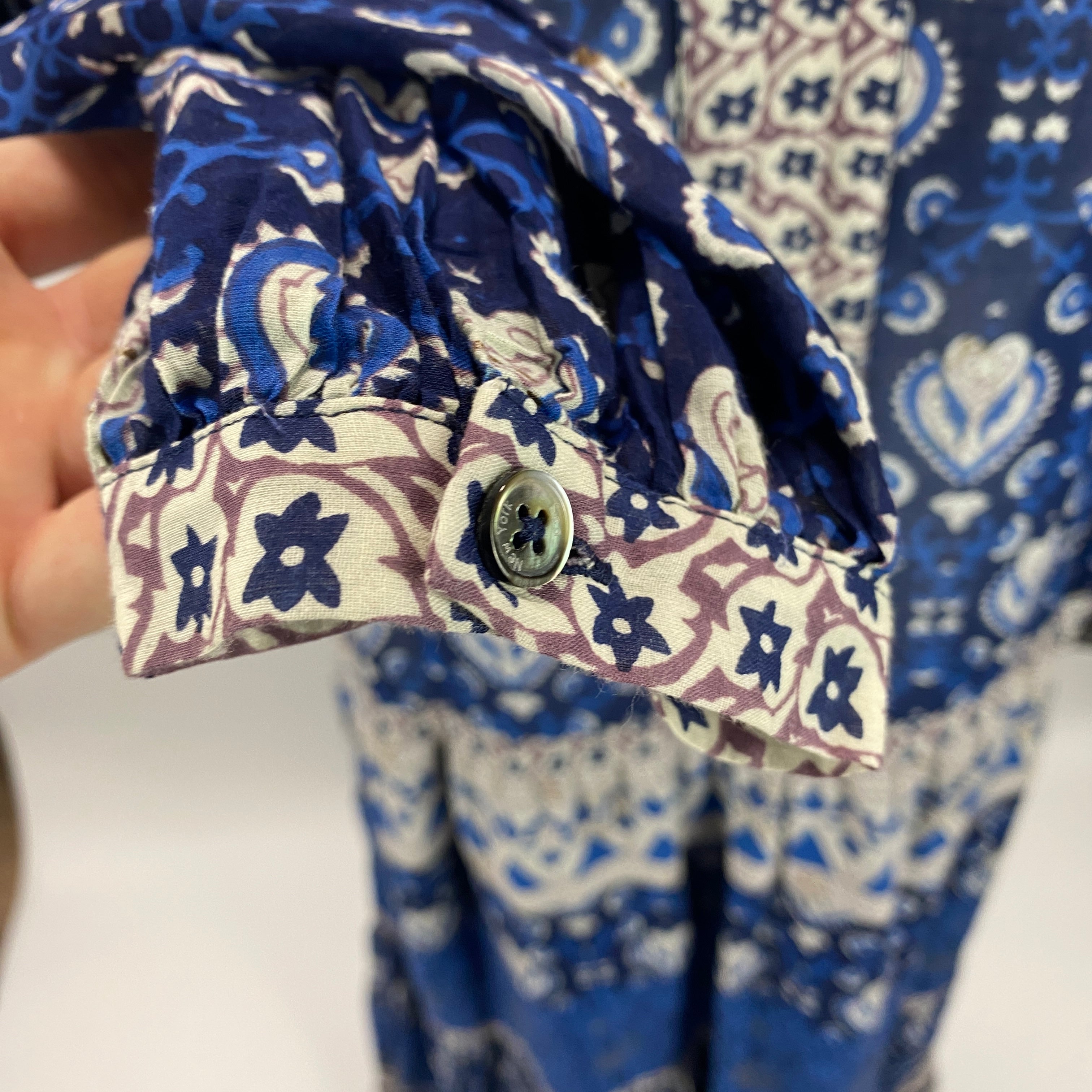 Sea New York Blue Print Balloon Sleeve Maxi Dress S