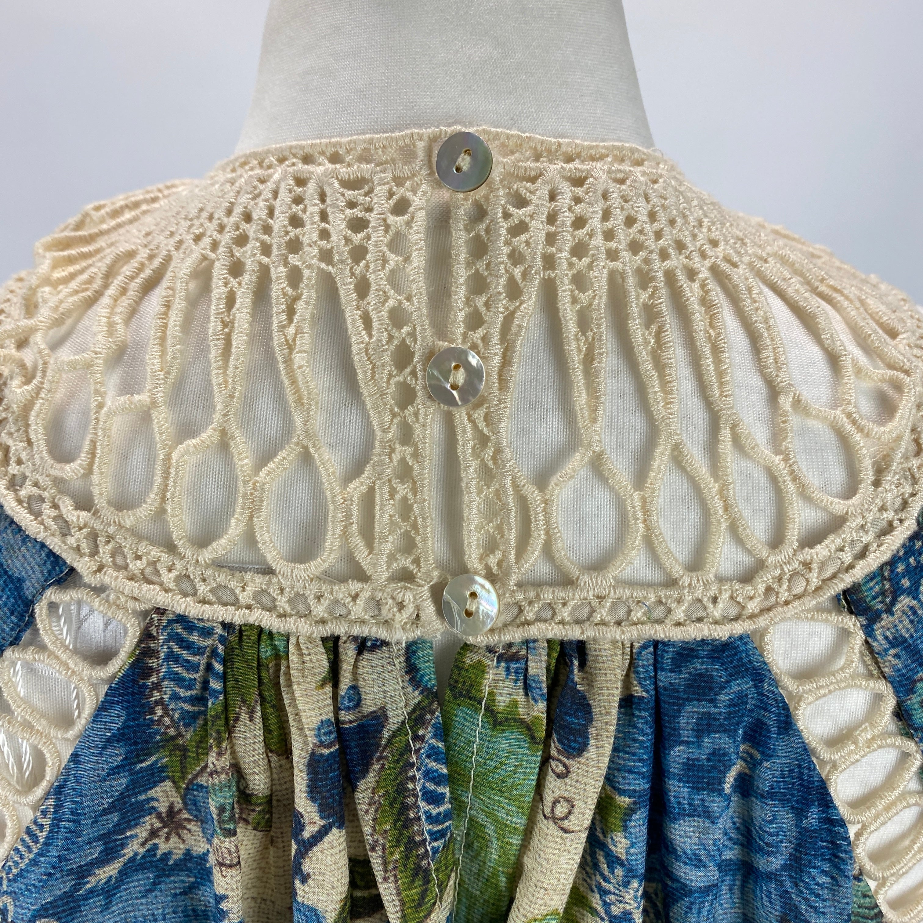 Zimmermann Green & Blue Floral Drawstring Maxi Dress S