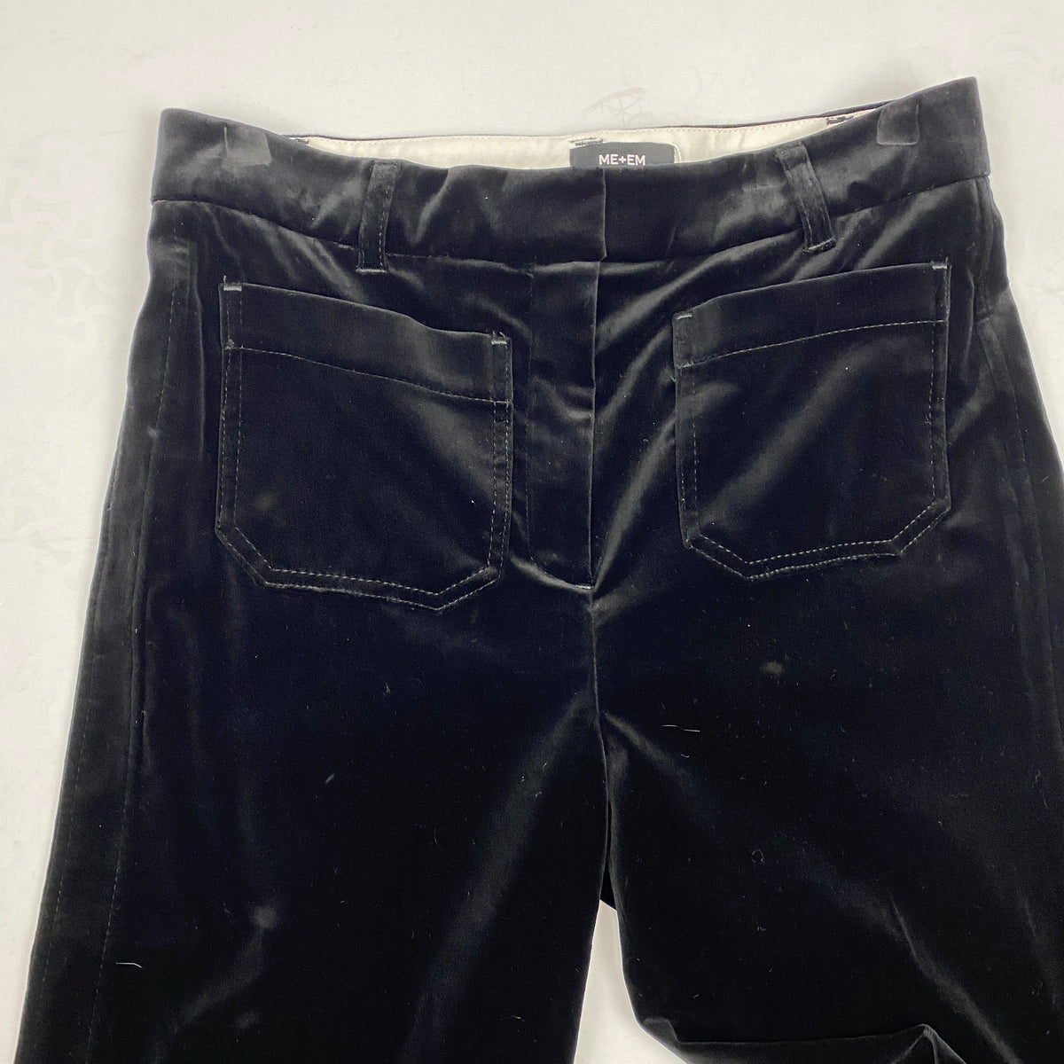 Me&Em New £275 Black Velvet Kick Flare Trousers M