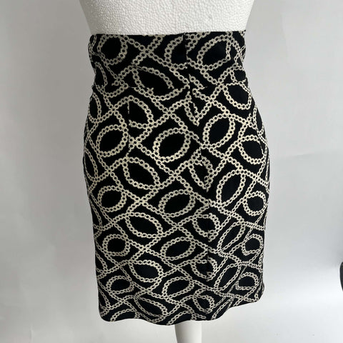 Isabel Marant Black & Ecru Print Silk Pleat Mini Skirt XXS