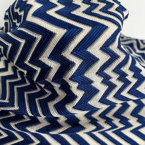 Missoni Royal Blue & Ivory Zigzag Knit Shift Dress XXS