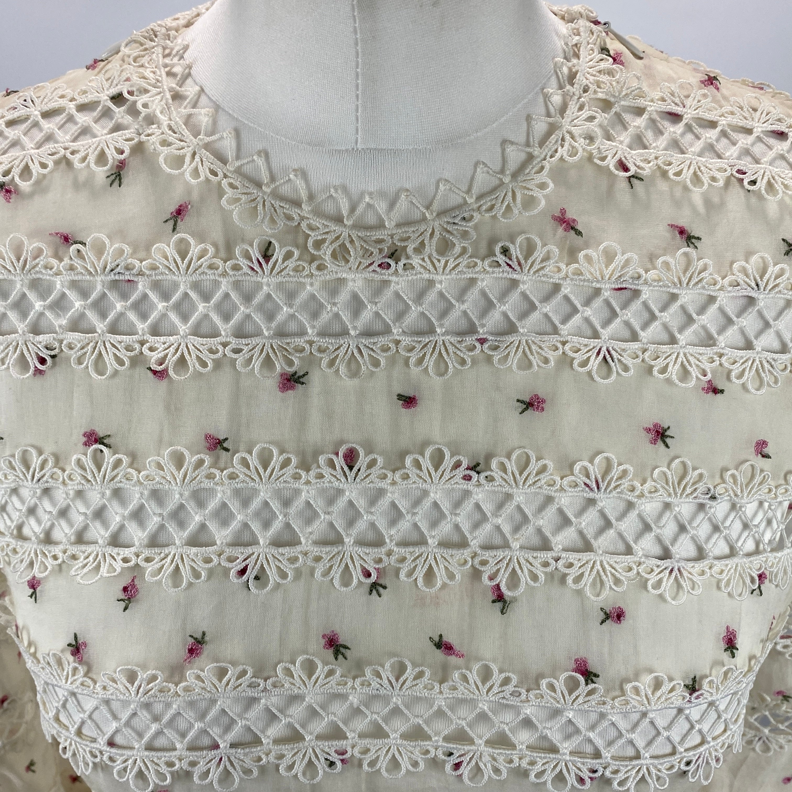 Zimmermann £1800 Ivory Embroidered Cotton Organza Mini Dress S