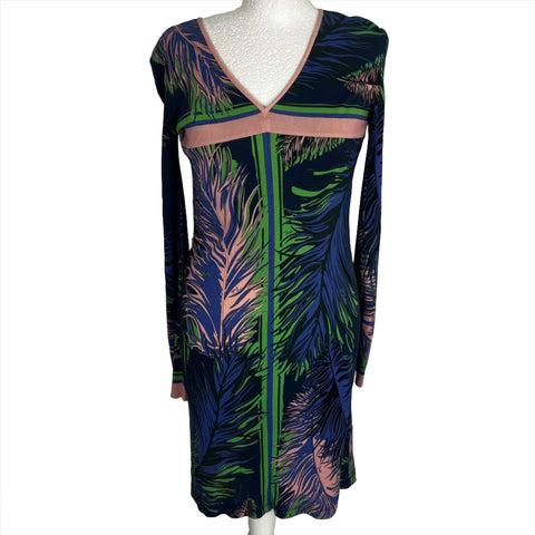 Emilio Pucci Navy & Pink Print Silk Jersey Shift Dress XXS