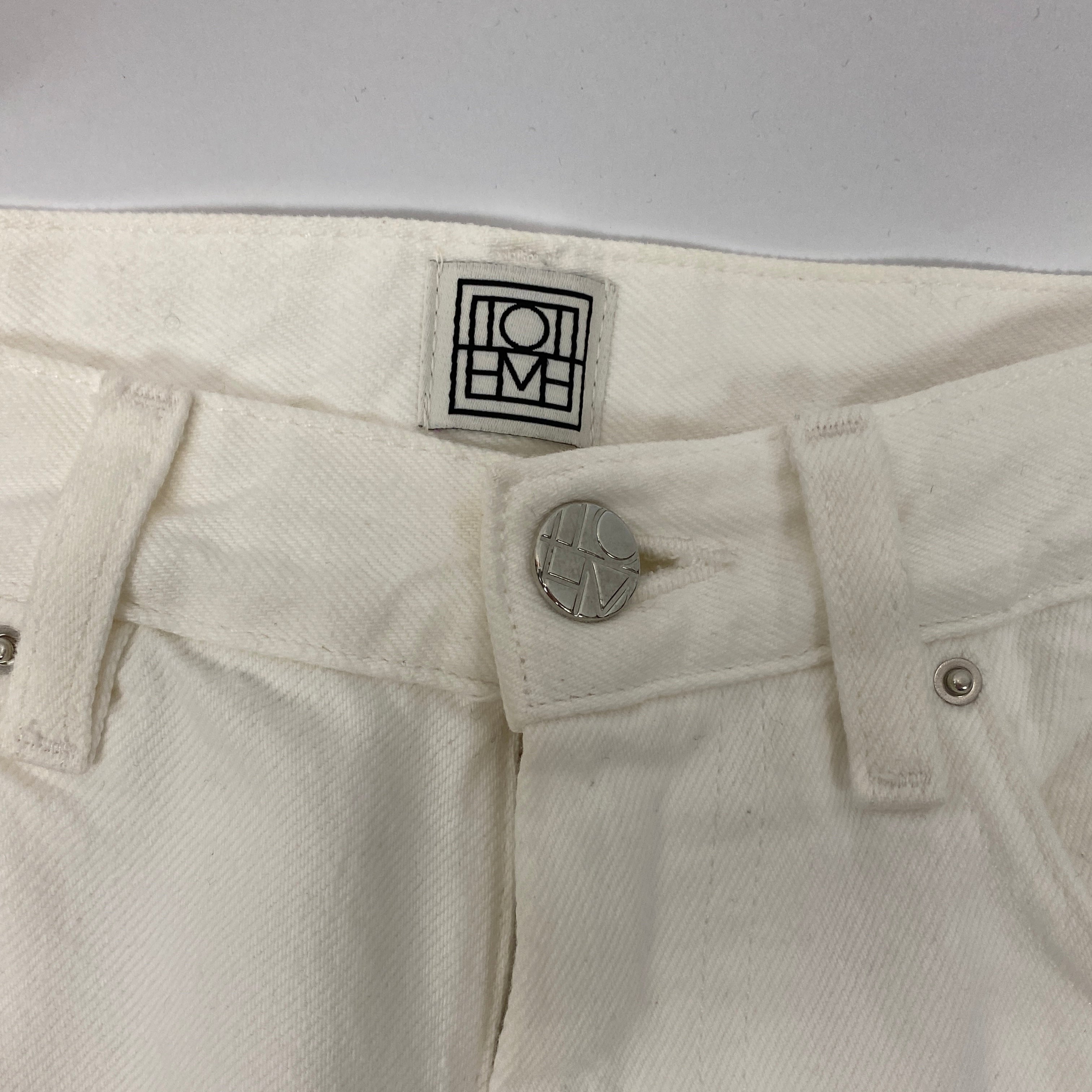 Toteme £250 Ivory Twisted Seam Crop Jeans 25