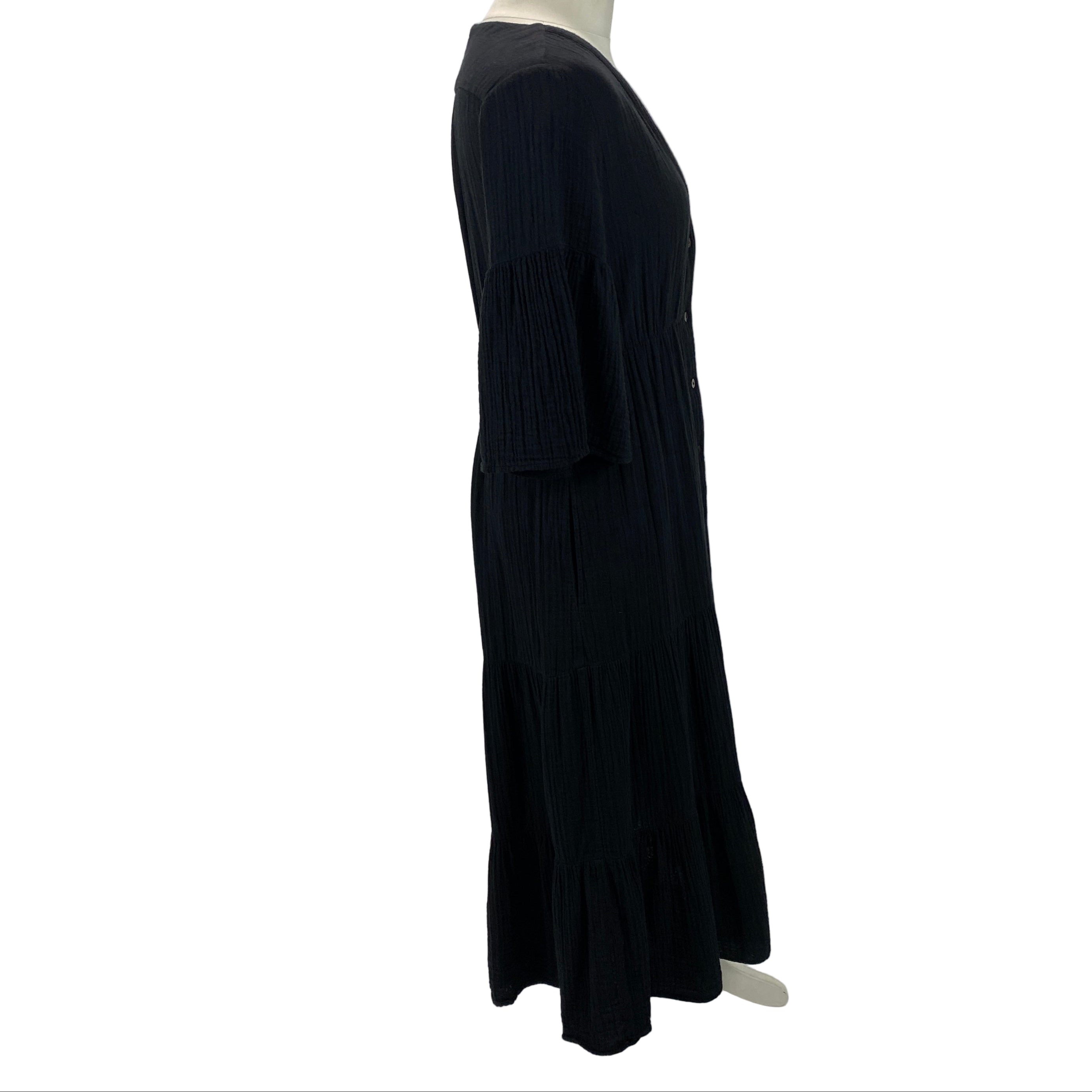 Xirena £312 Black Cheesecloth Tiered Maxi Dress M