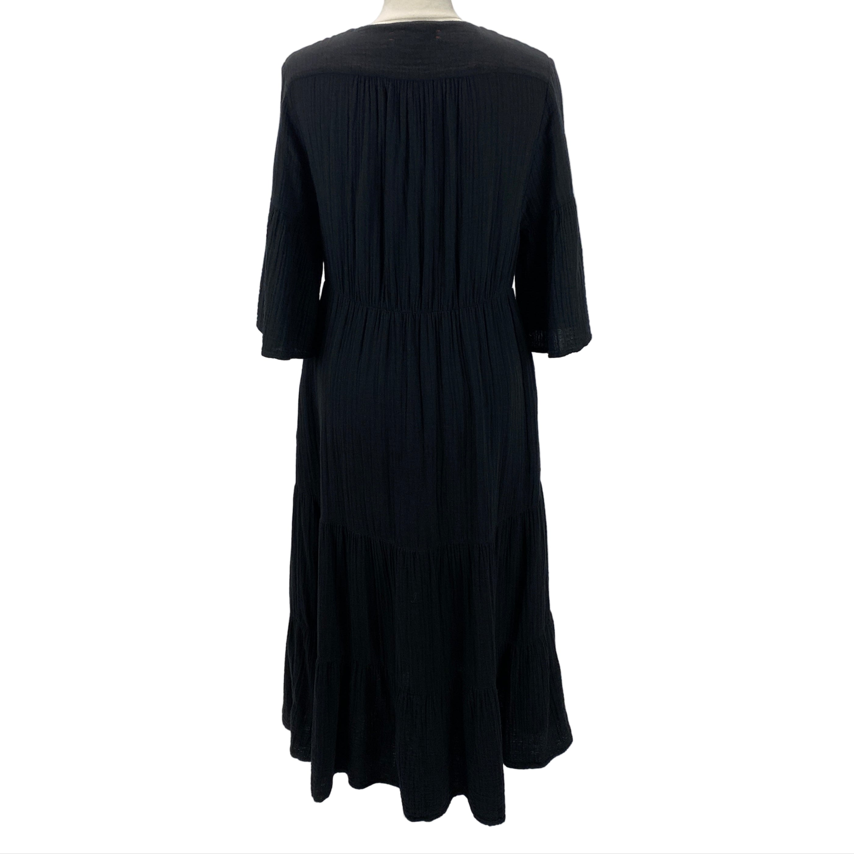 Xirena £312 Black Cheesecloth Tiered Maxi Dress M