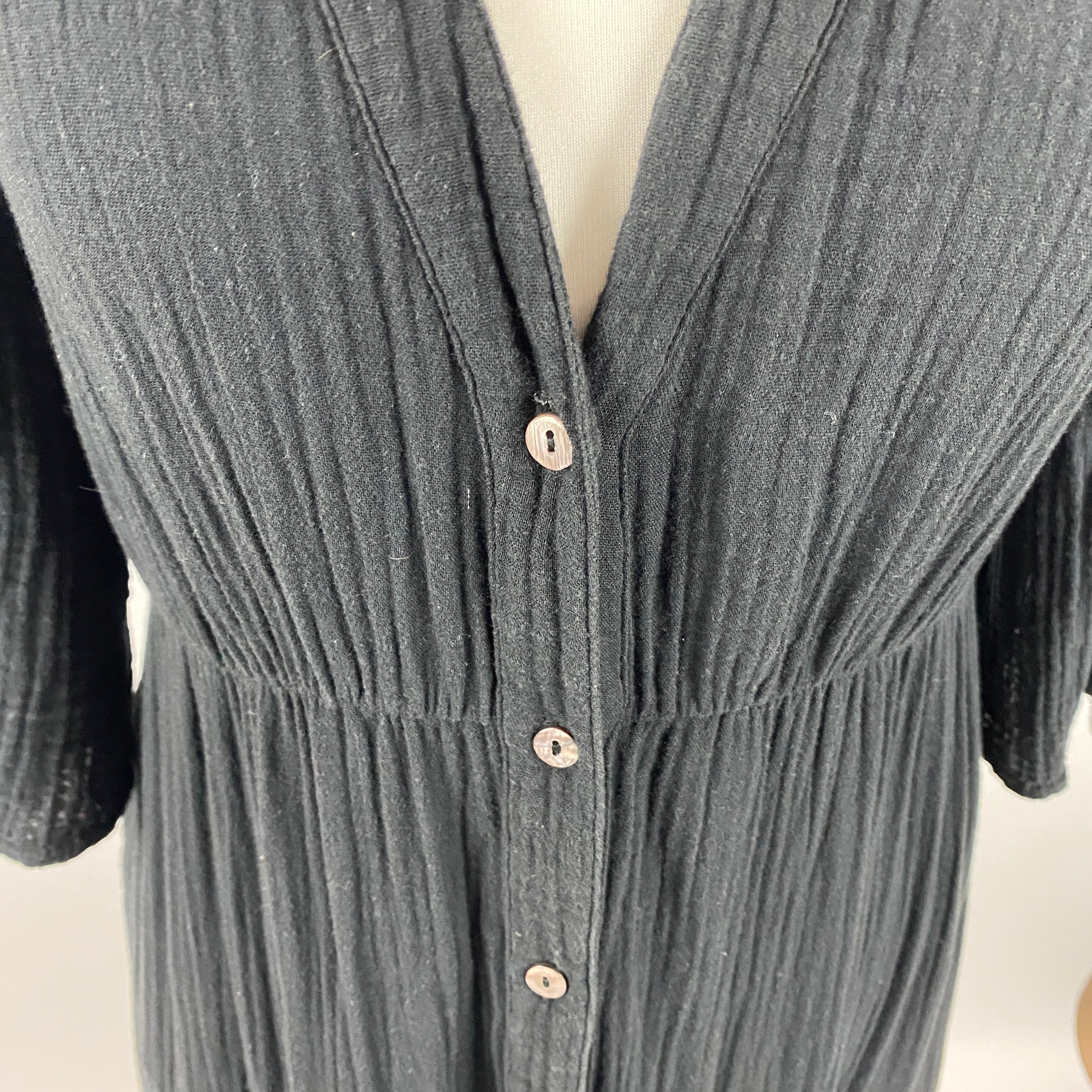 Xirena £312 Black Cheesecloth Tiered Maxi Dress M