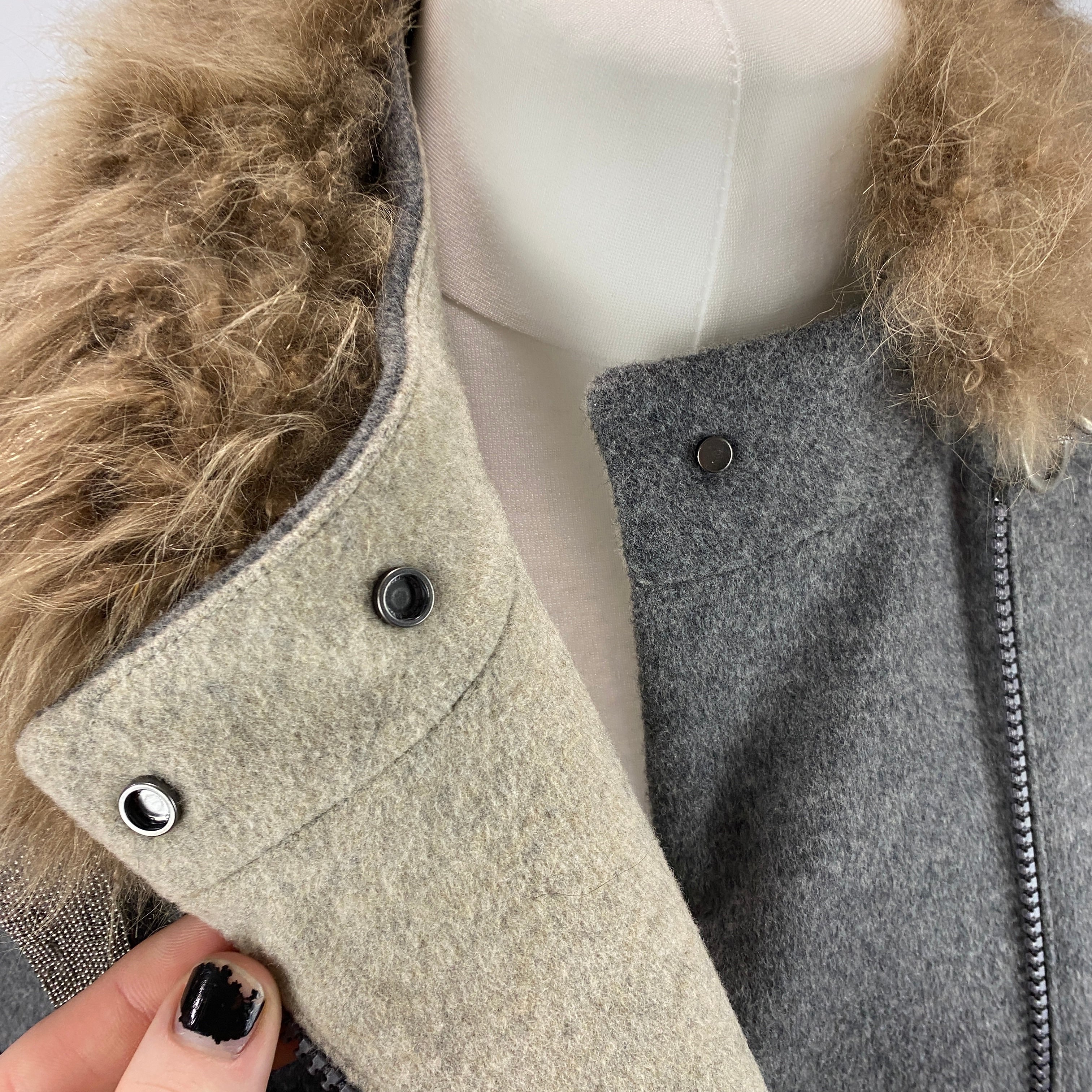 Brunello Cucinelli £3400 Grey Wool & Cashmere Coat S