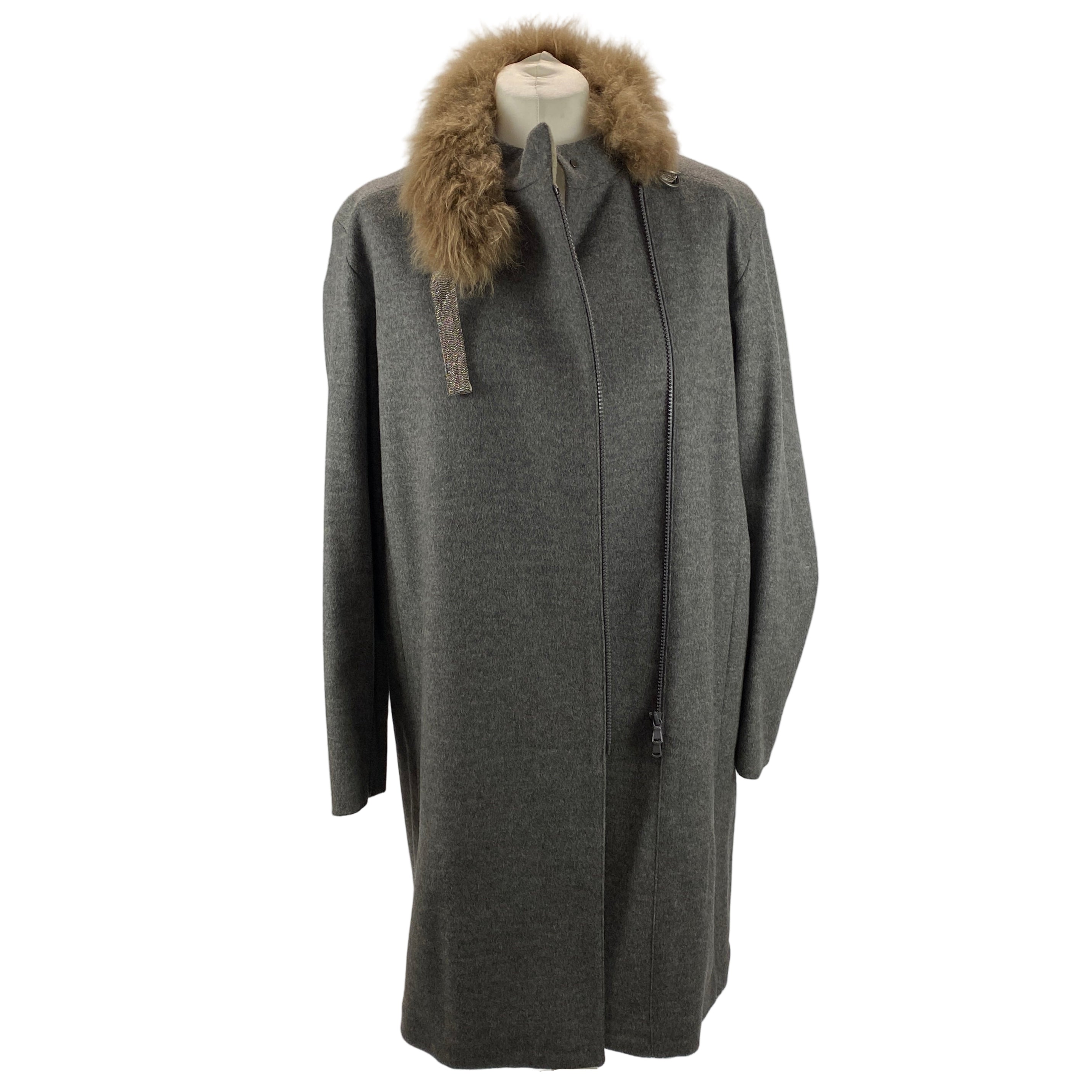 Brunello Cucinelli £3400 Grey Wool & Cashmere Coat S