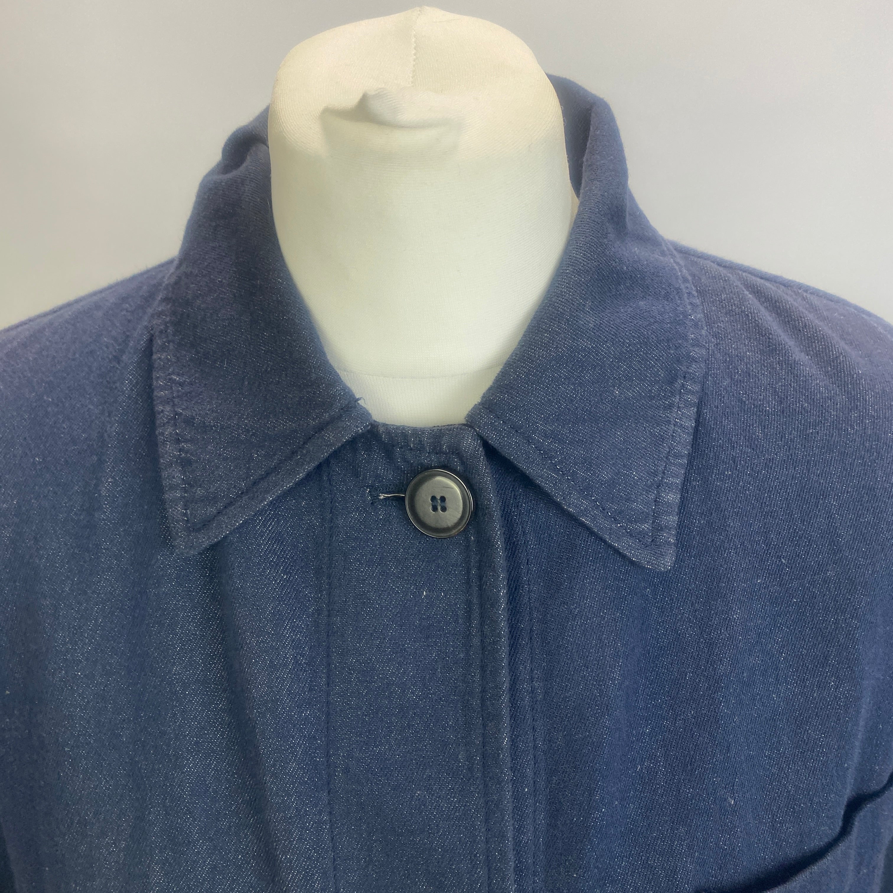 Pomandere £400 Navy Cotton & Linen Workmans Jacket XS