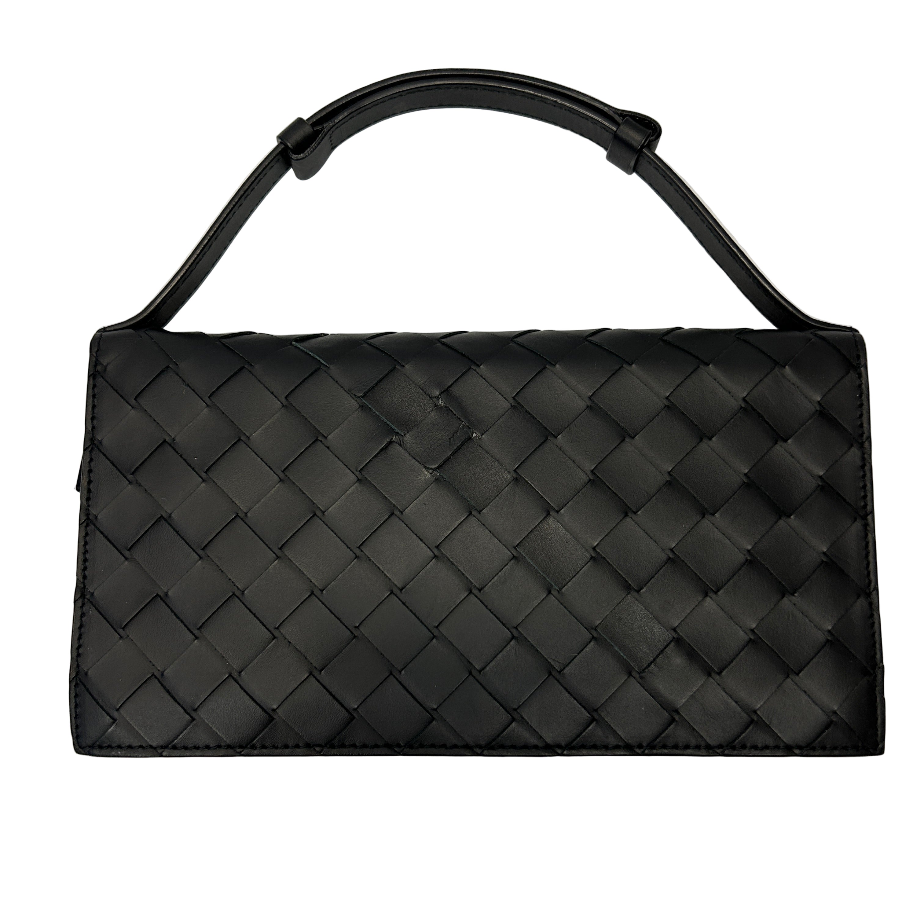Bottega Veneta Black Intrecciato Long Wallet on a Handle