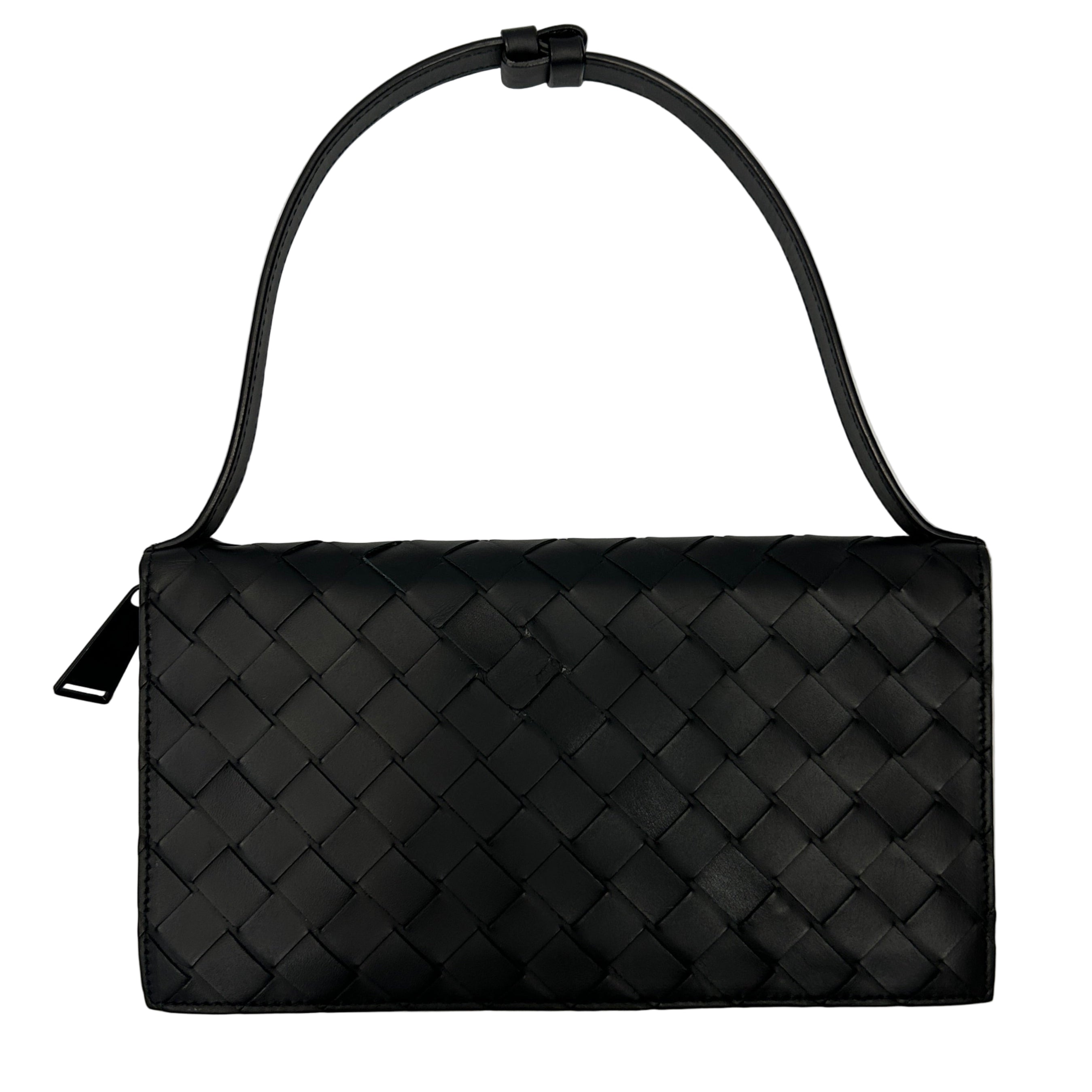 Bottega Veneta Black Intrecciato Long Wallet on a Handle
