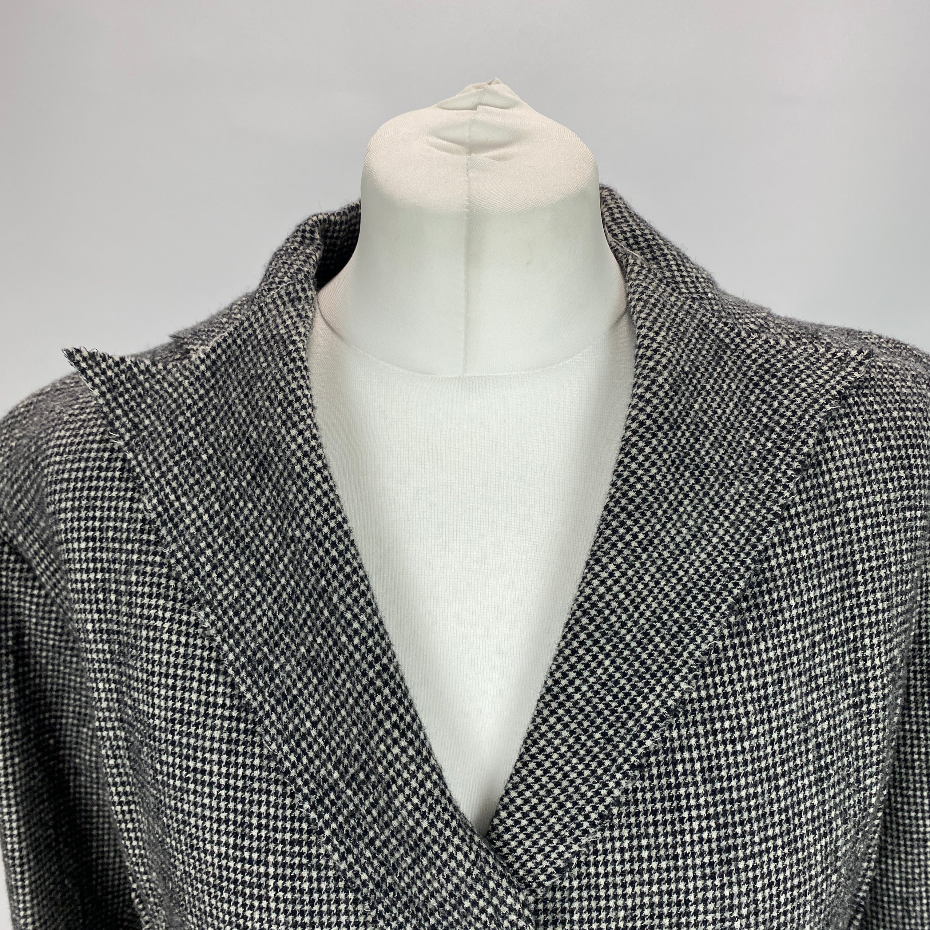 Lanvin Black & White Puppytooth Raw Edge Coat XS