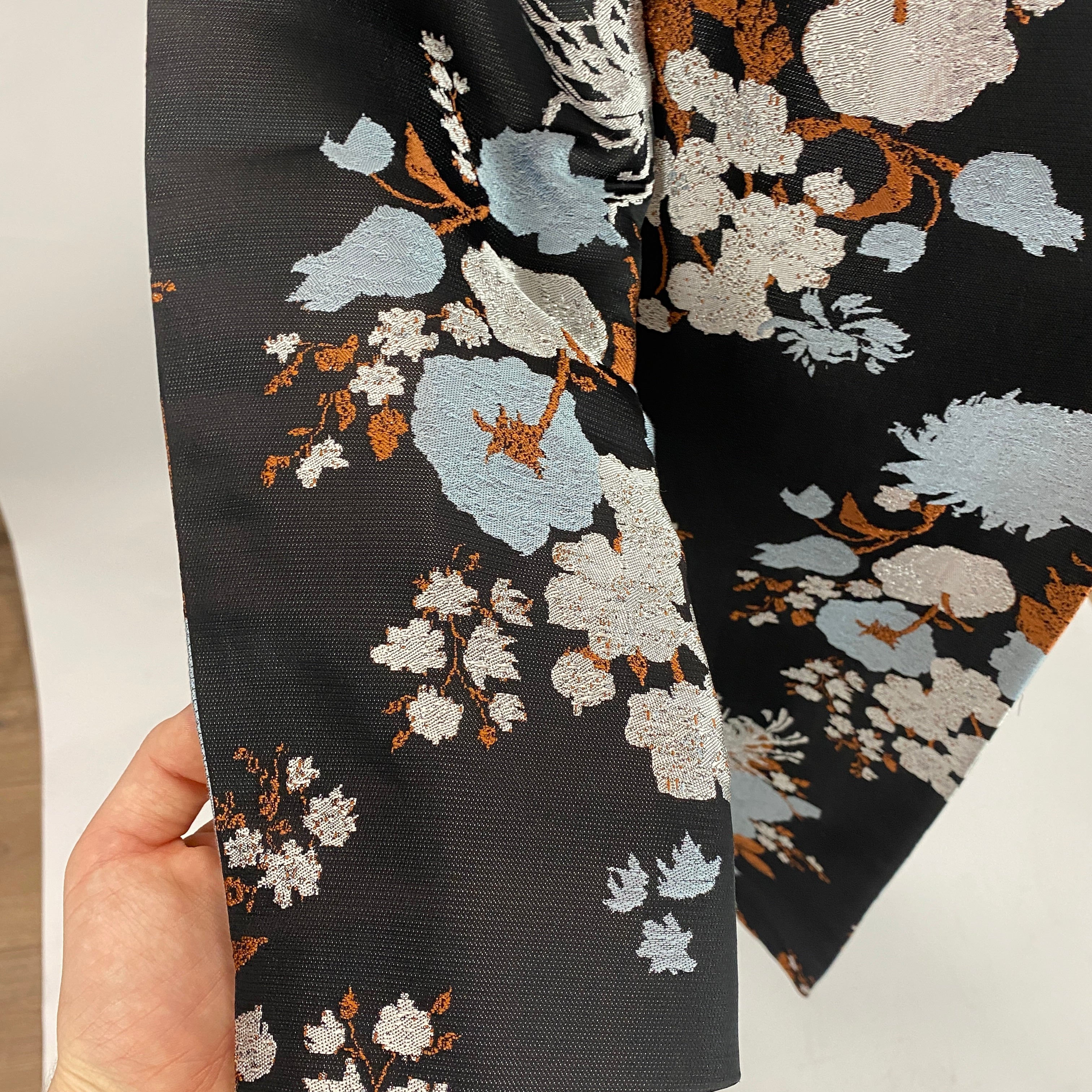 Dries Van Noten New Black Silver & Bronze Brocade Coat M