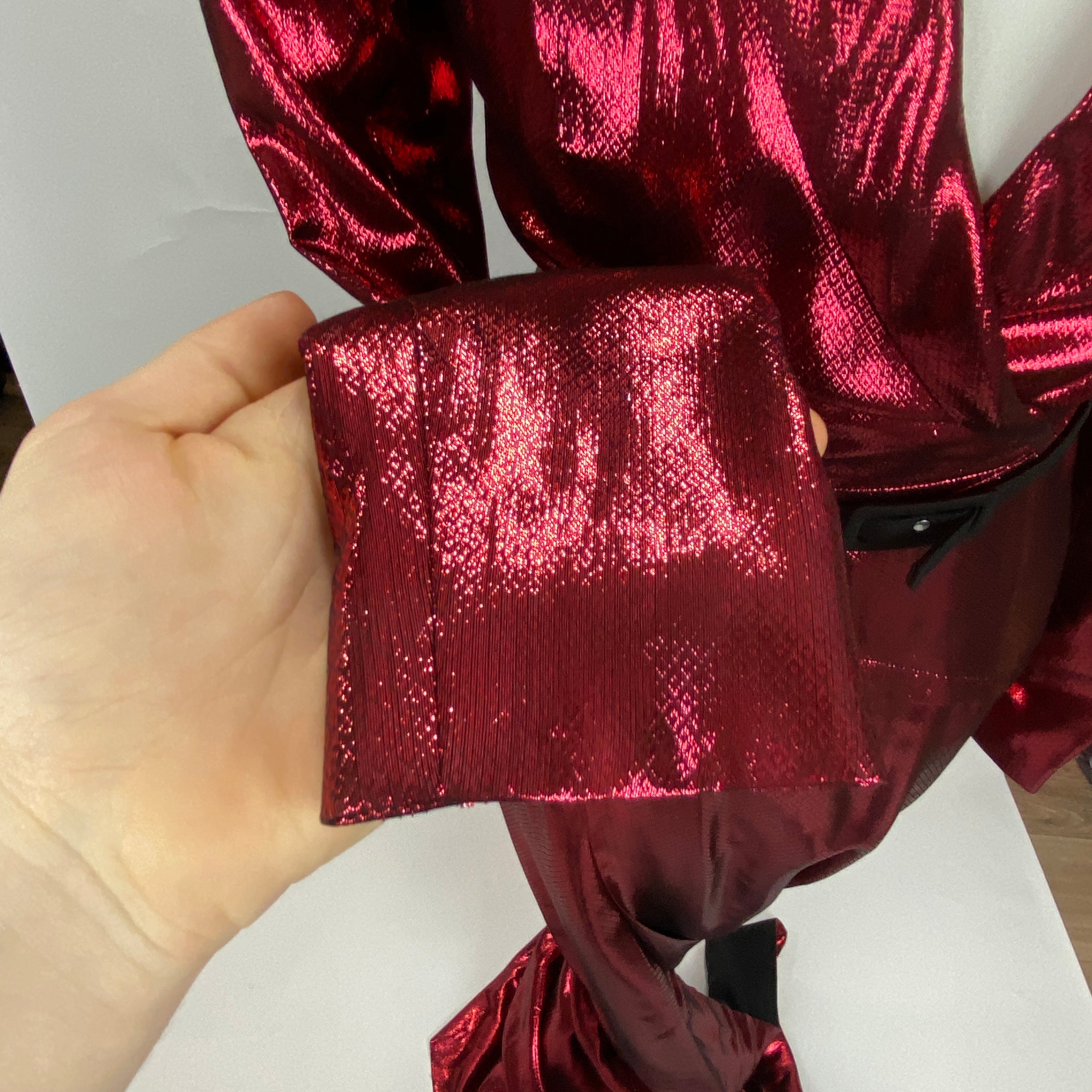 Roland Mouret Ruby Red Lame Jacquard Gown XS