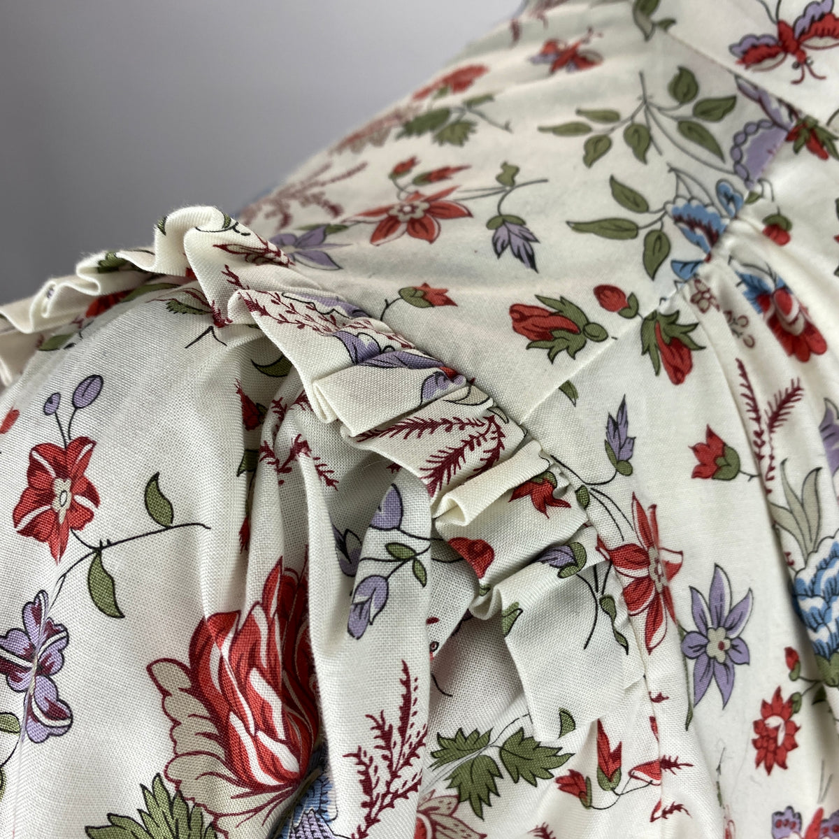 Anna Mason New Ivory Floral Cotton Victorian Blouse XS