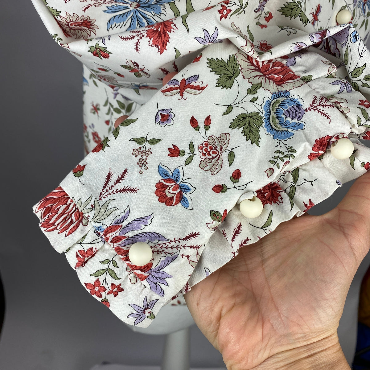 Anna Mason New Ivory Floral Cotton Victorian Blouse XS