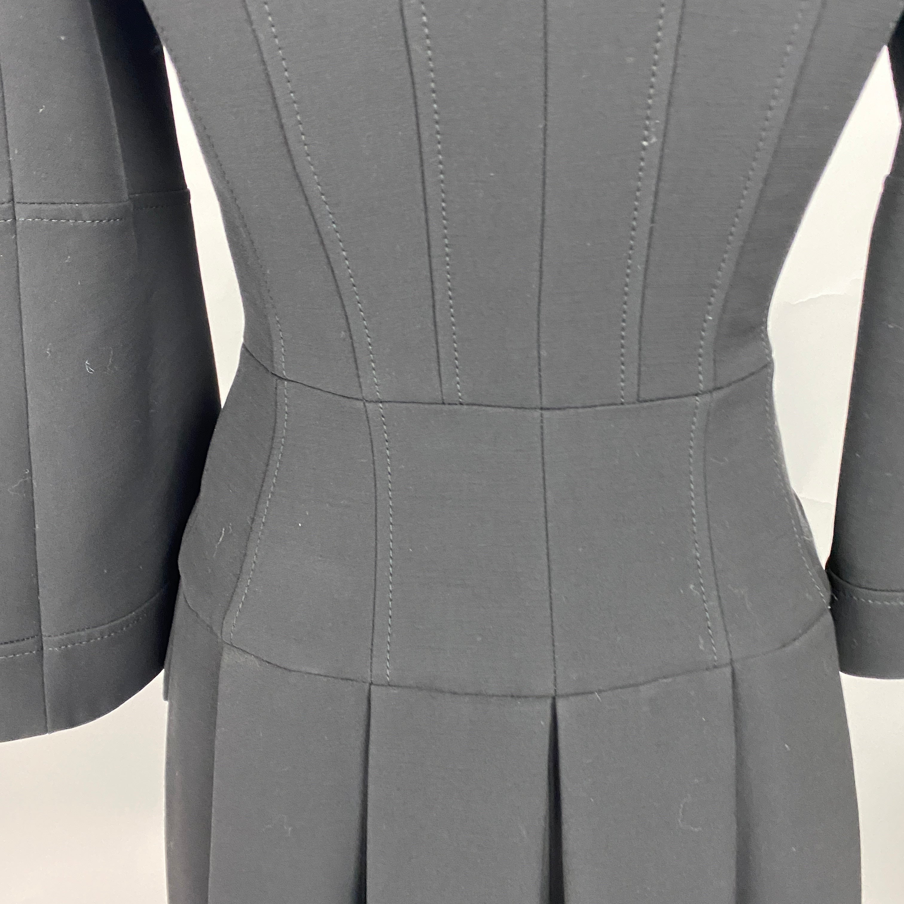 Alexander McQueen Black Wool & Silk Frock Coat XXS