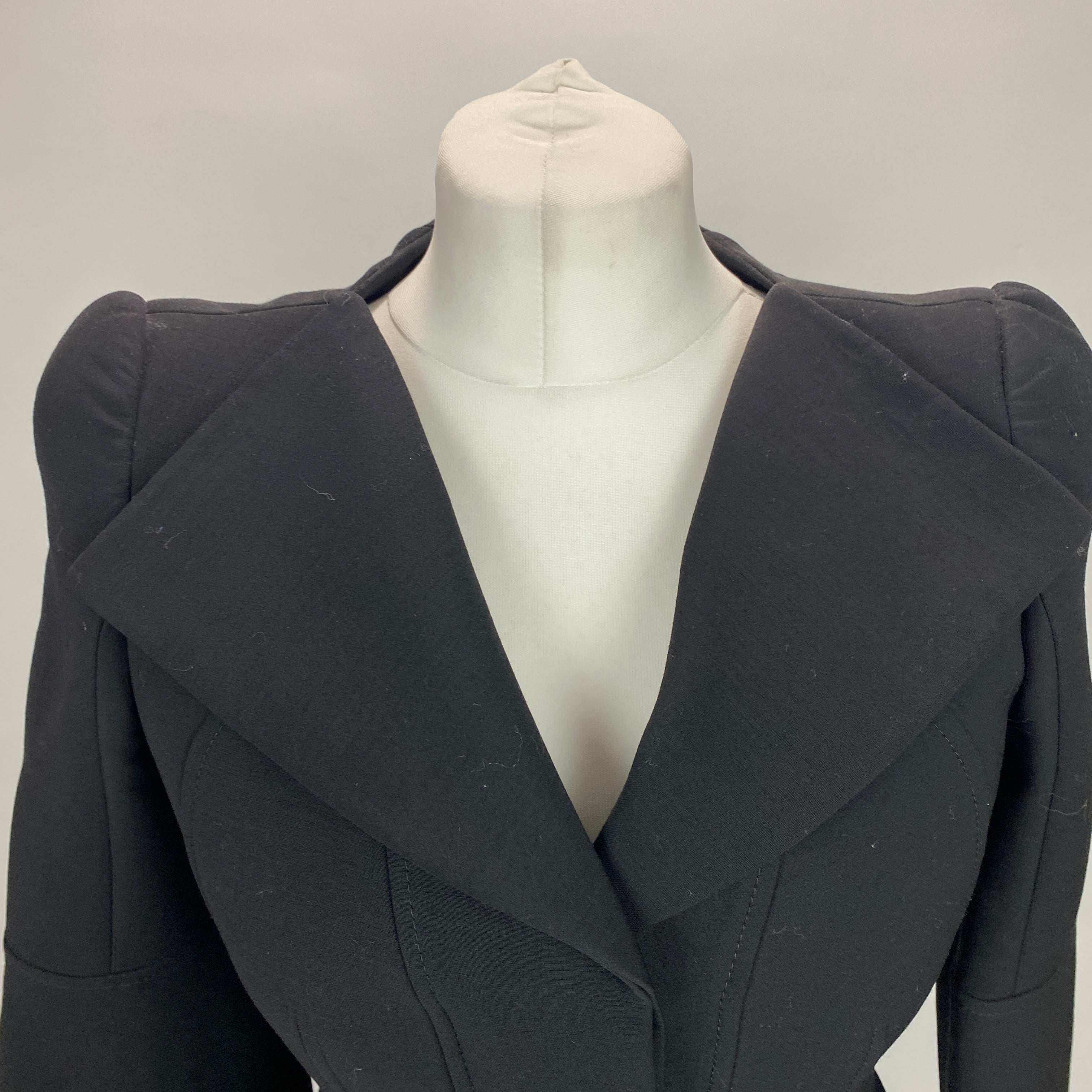 Alexander McQueen Black Wool & Silk Frock Coat XXS