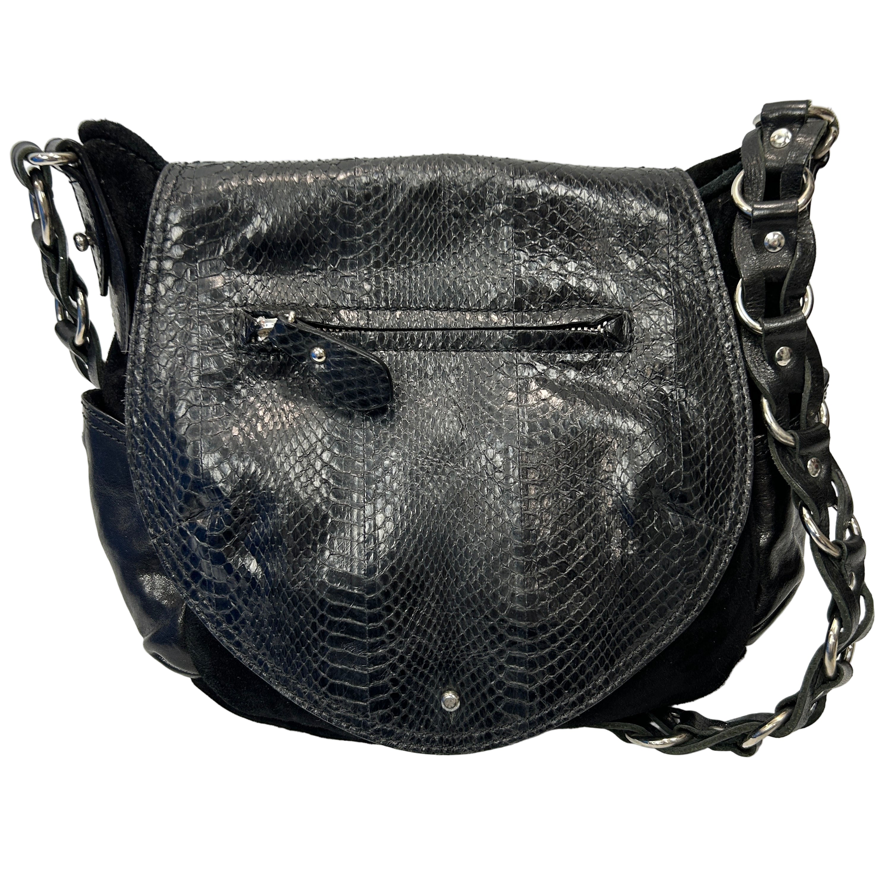 Isabel Marant £1125 Black Python Pratt Hobo Shoulderbag