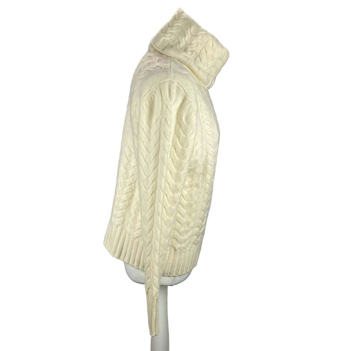 N Peal New £345 Cream Cable Knit Cashmere Turtleneck Sweater M