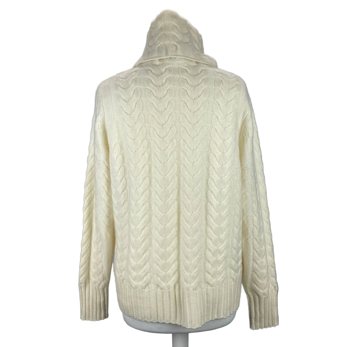 N Peal New £345 Cream Cable Knit Cashmere Turtleneck Sweater M