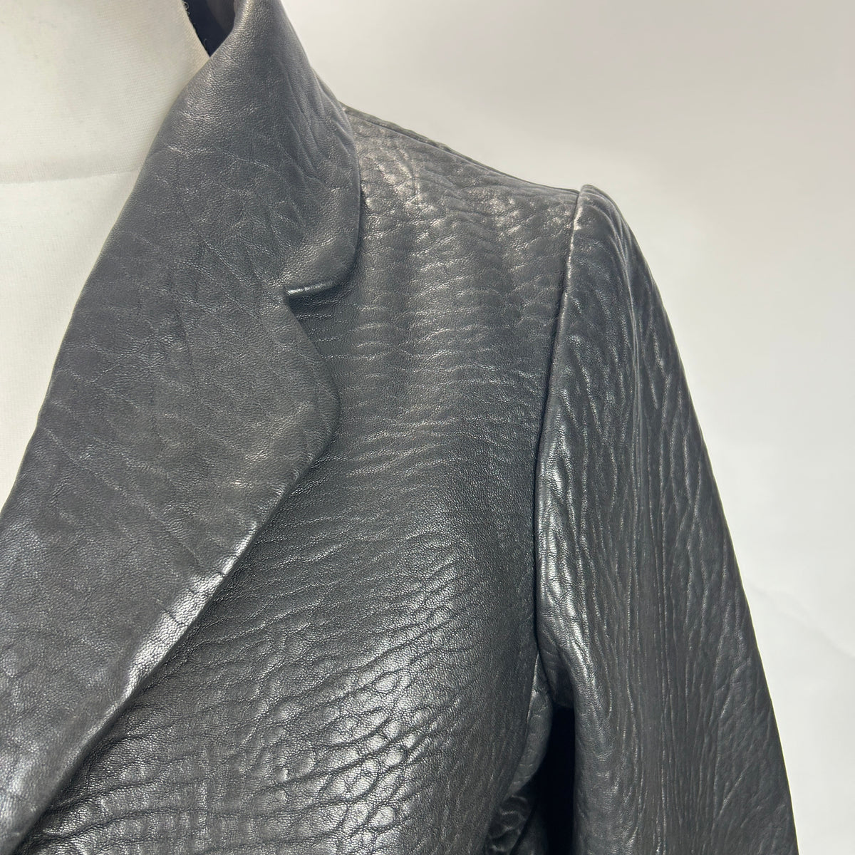 Ba&Sh New £420 Black Textured Leather Crop Morfeo Jacket S-M