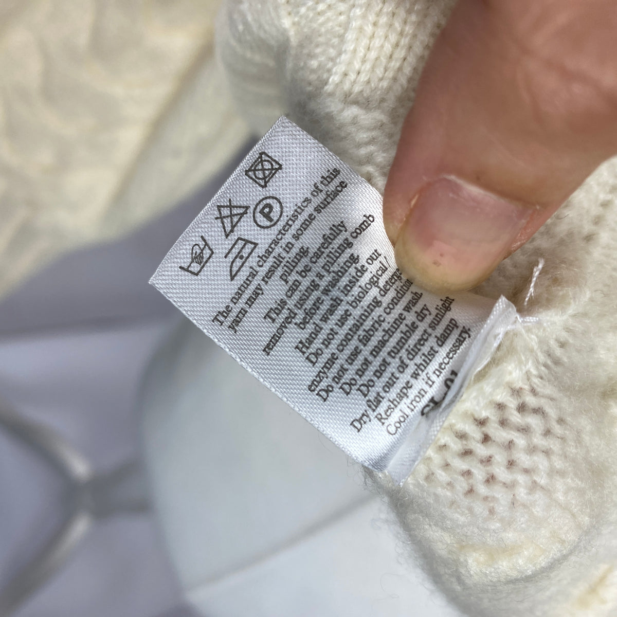 N Peal New £345 Cream Cable Knit Cashmere Turtleneck Sweater M