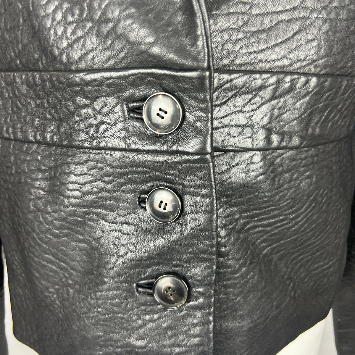 Ba&Sh New £420 Black Textured Leather Crop Morfeo Jacket S-M