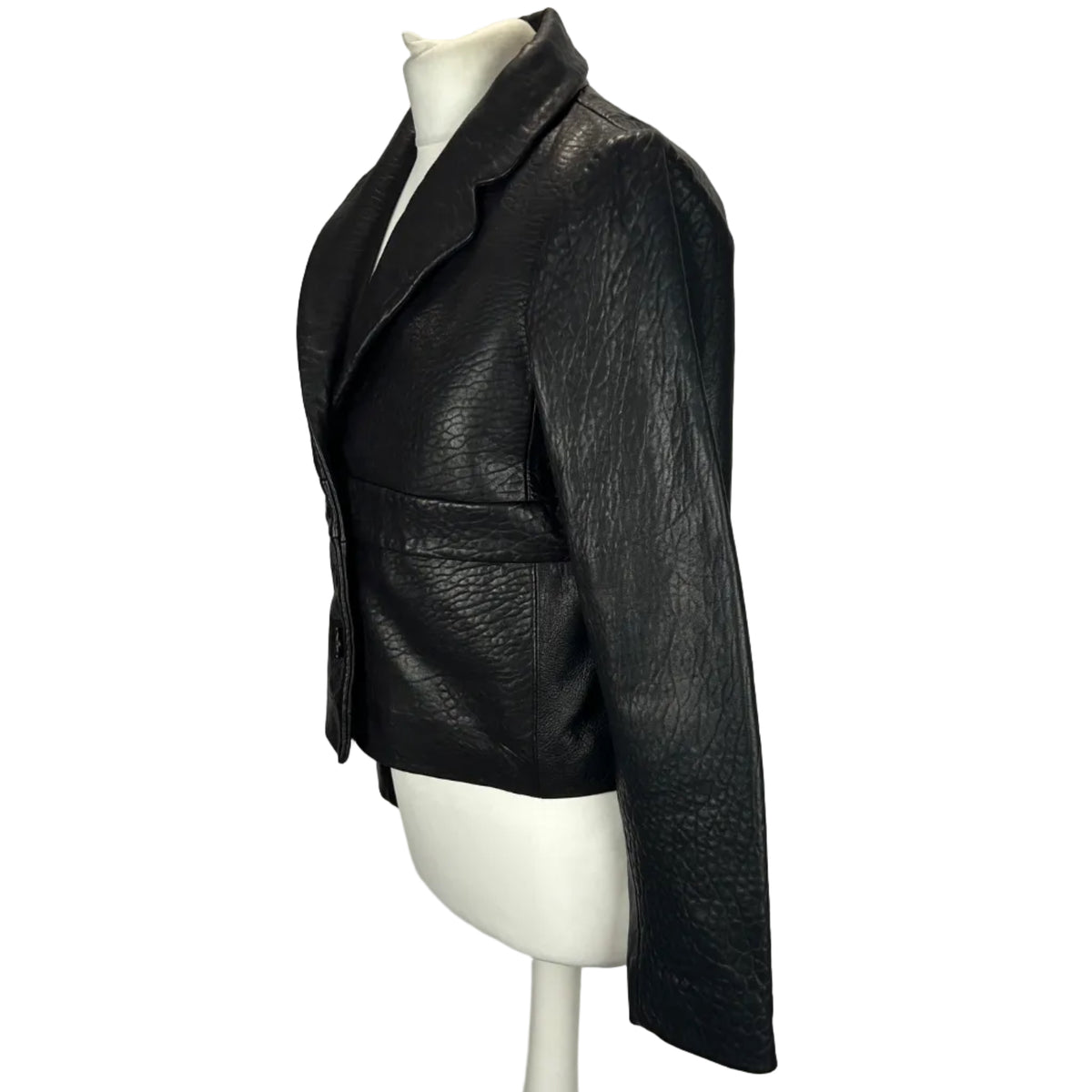 Ba&Sh New £420 Black Textured Leather Crop Morfeo Jacket S-M