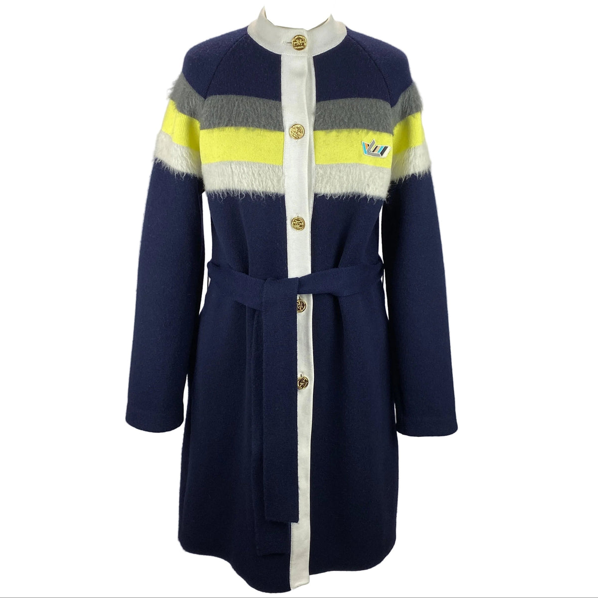 Louis Vuitton Navy Thick Knit Cashmere Mix Coat S