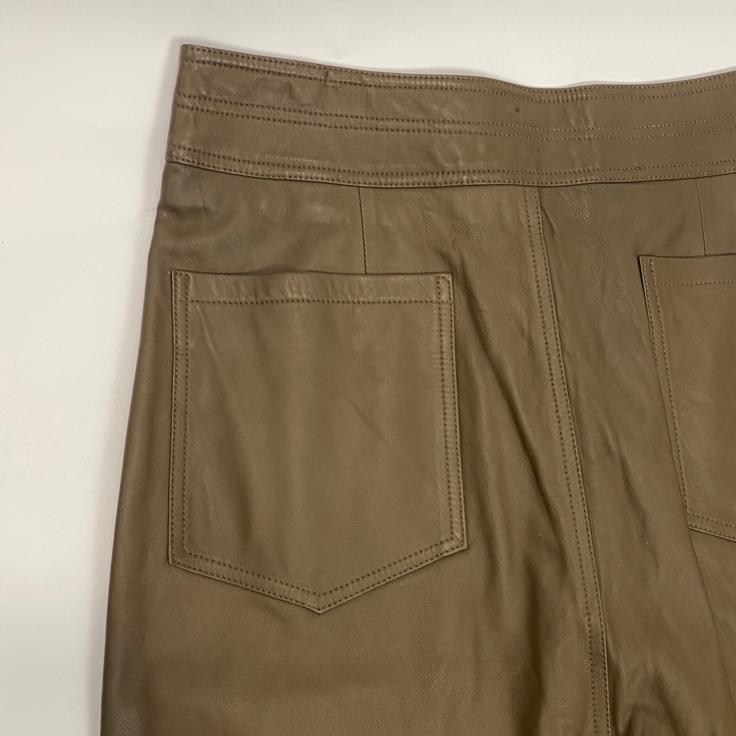 Apiece Apart Brand New £950 Olive Leather Wide Leg Pants XL