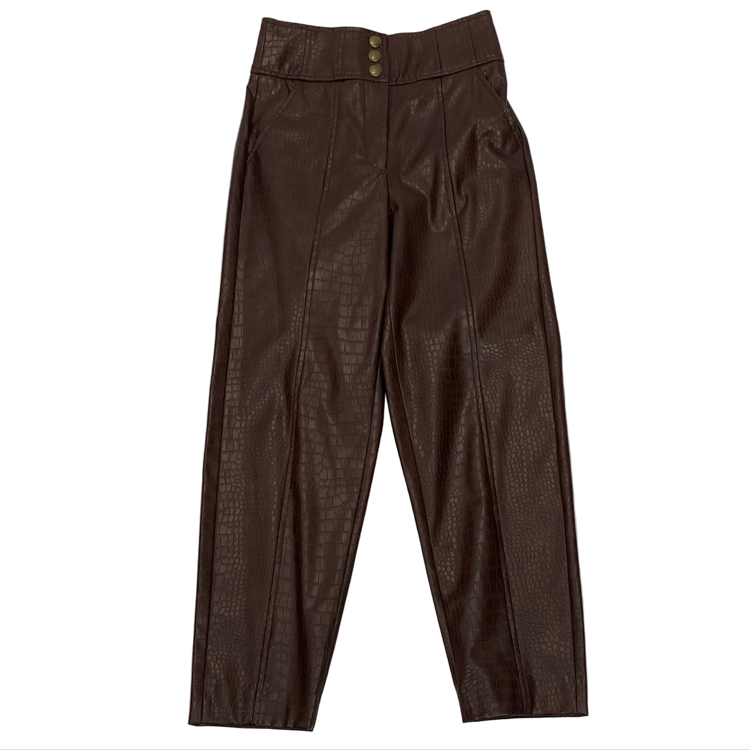 Veronica Beard New Brown Mock Croc Faux Leather Pants XXS