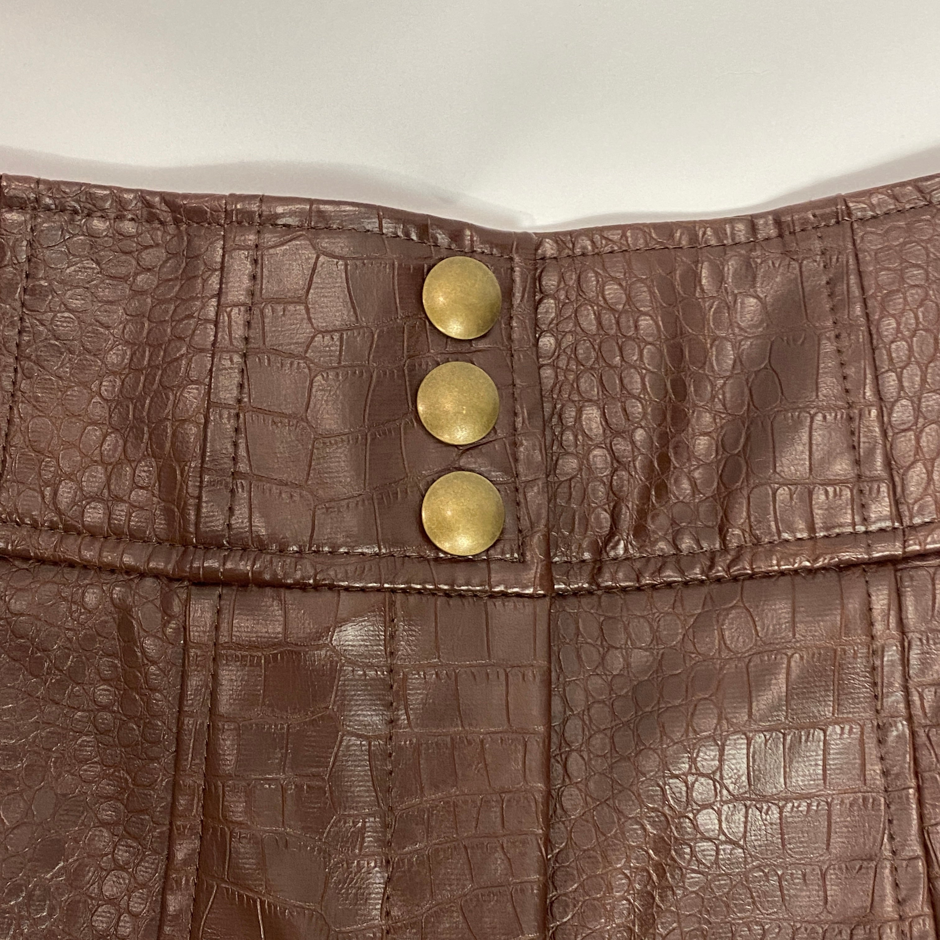 Veronica Beard New Brown Mock Croc Faux Leather Pants XXS