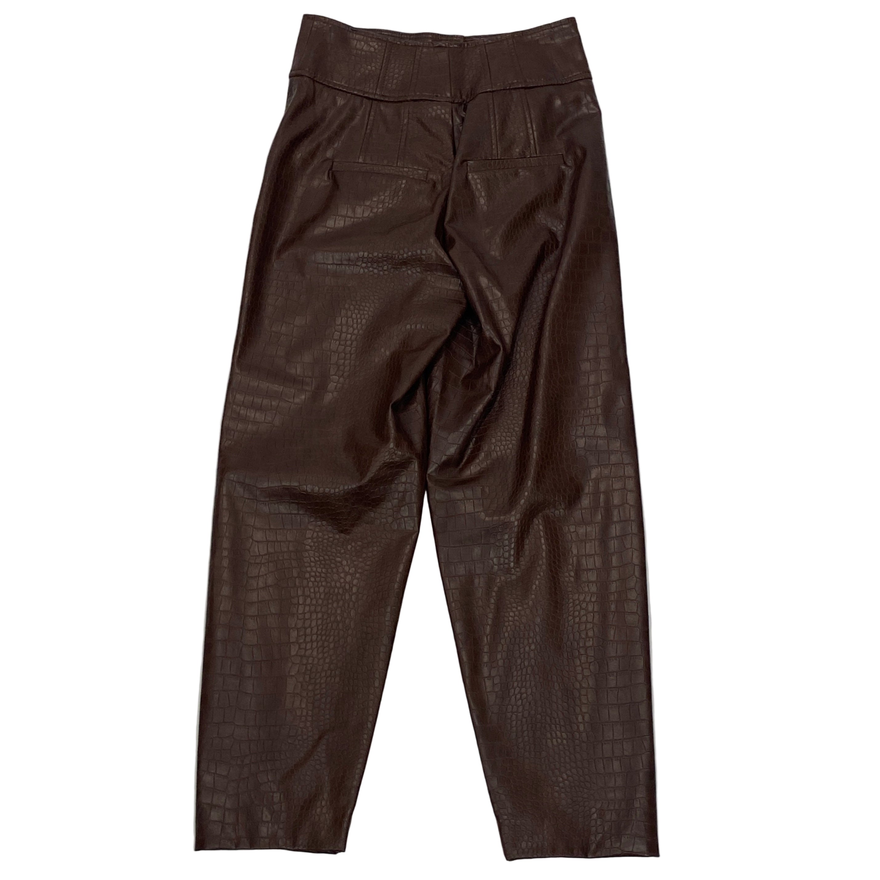 Veronica Beard New Brown Mock Croc Faux Leather Pants XXS