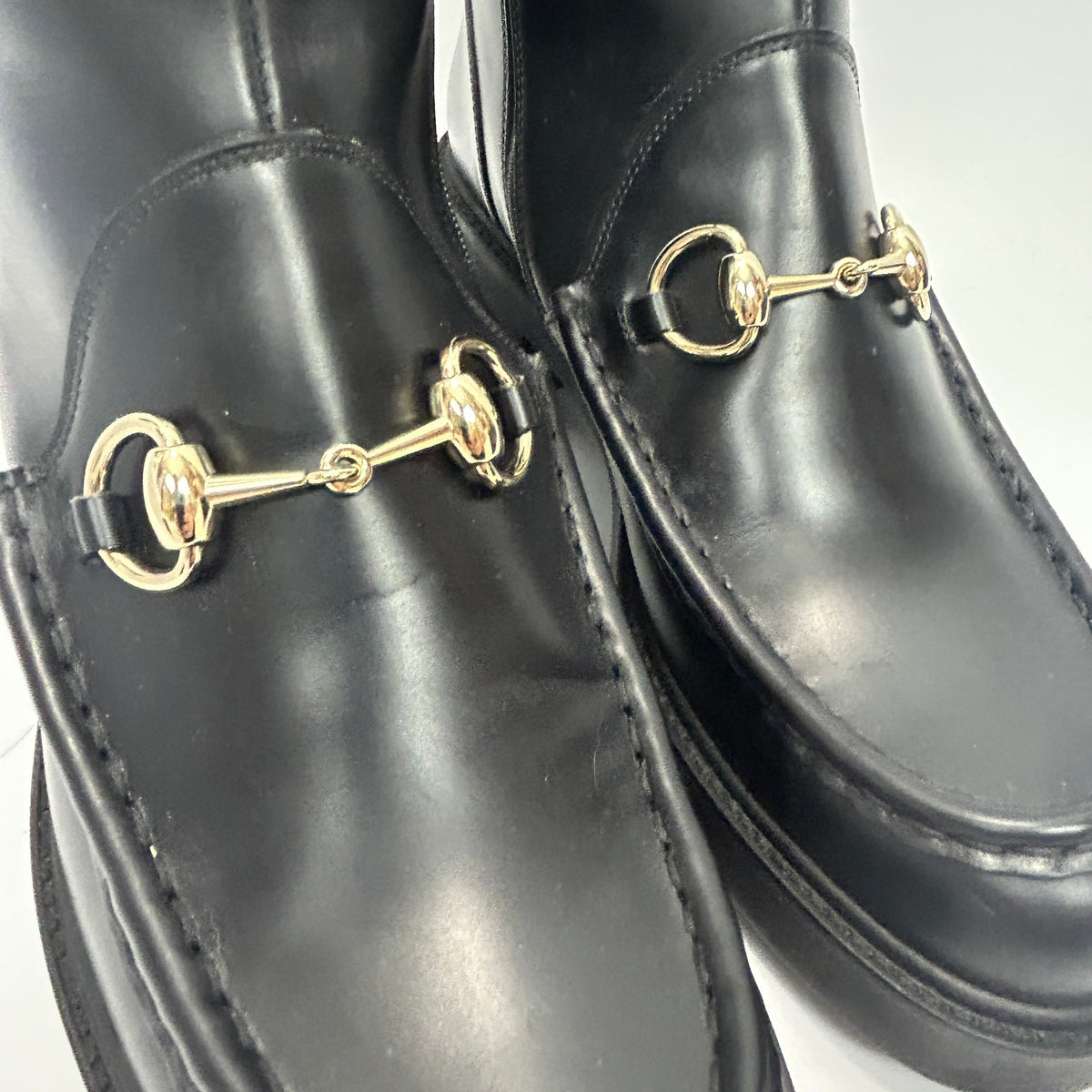 Gucci £1244 Black Horsebit Leather Ankle Boots 39