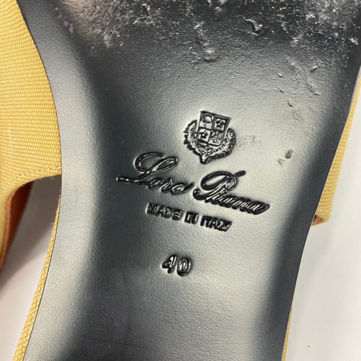 Loro Piana Pale Olive Canvas & Tan Leather Slingbacks 40