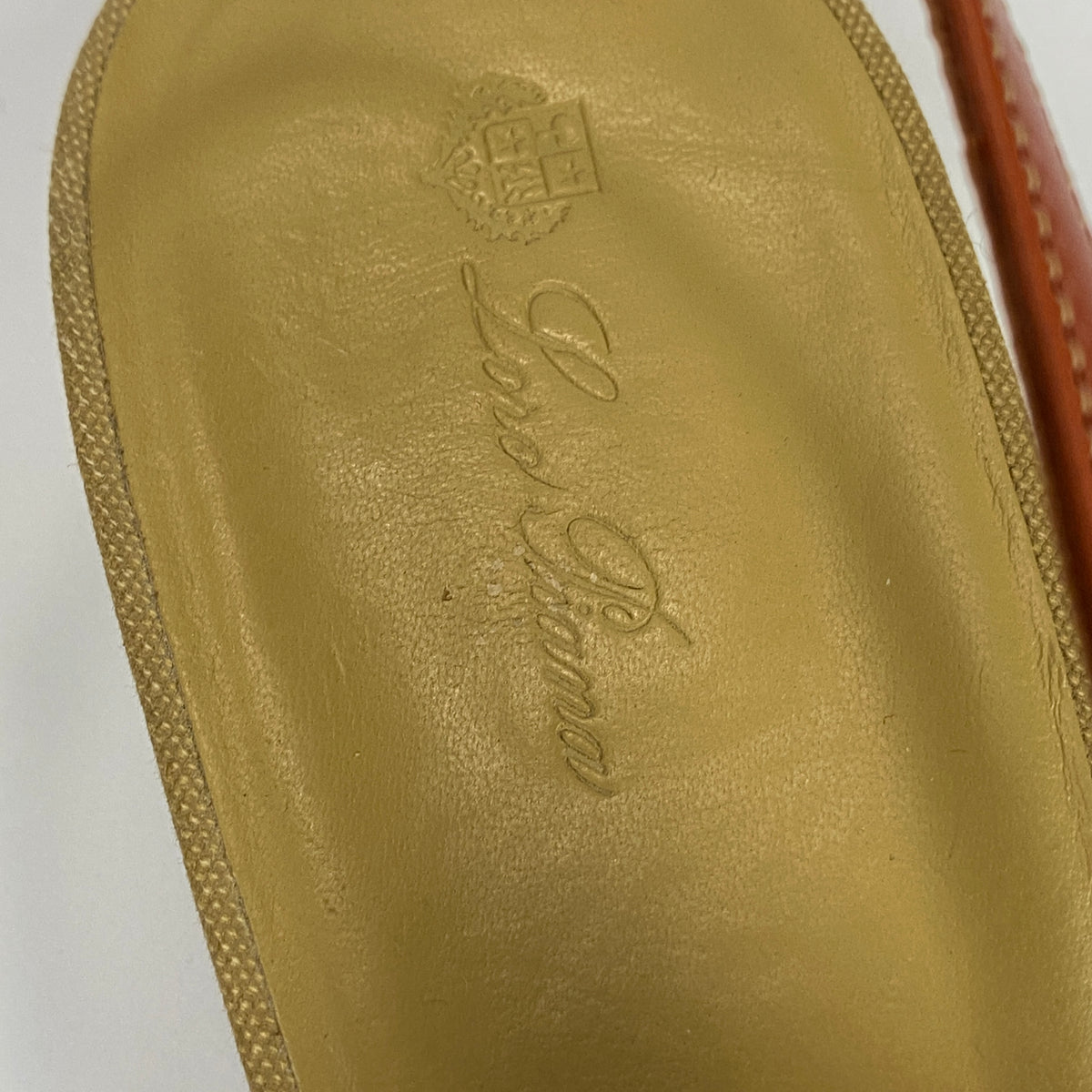 Loro Piana Pale Olive Canvas & Tan Leather Slingbacks 40