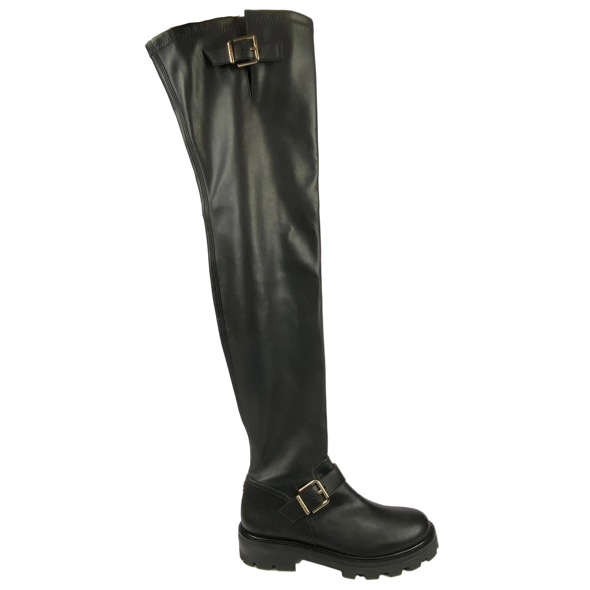 Jimmy Choo New £1050 Black Over The Knee Biker II Boots 39
