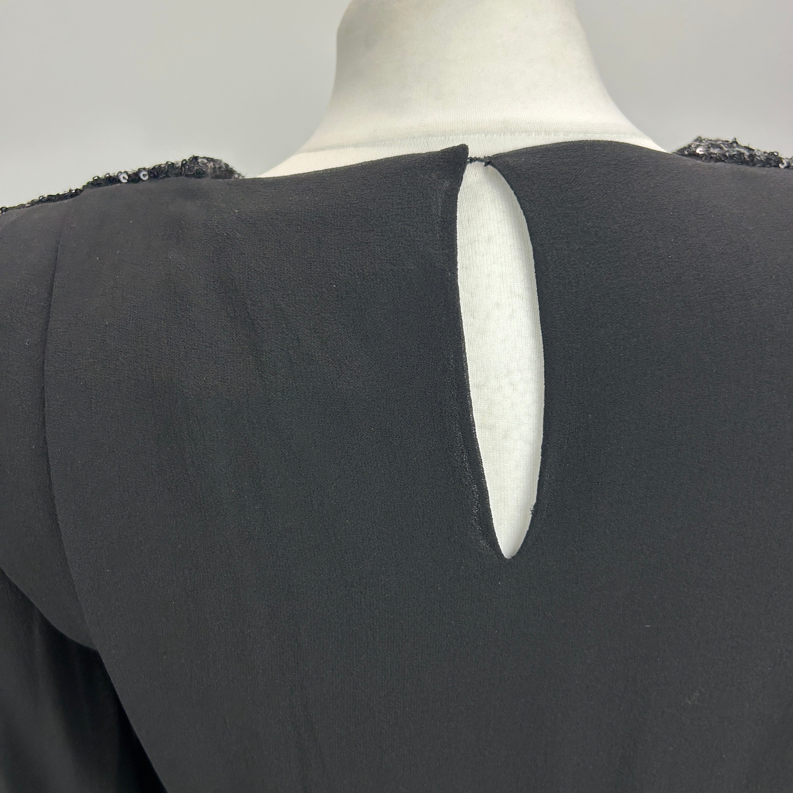 Saint Laurent New Black Sequinned Silk Chiffon Ruffle Dress XS