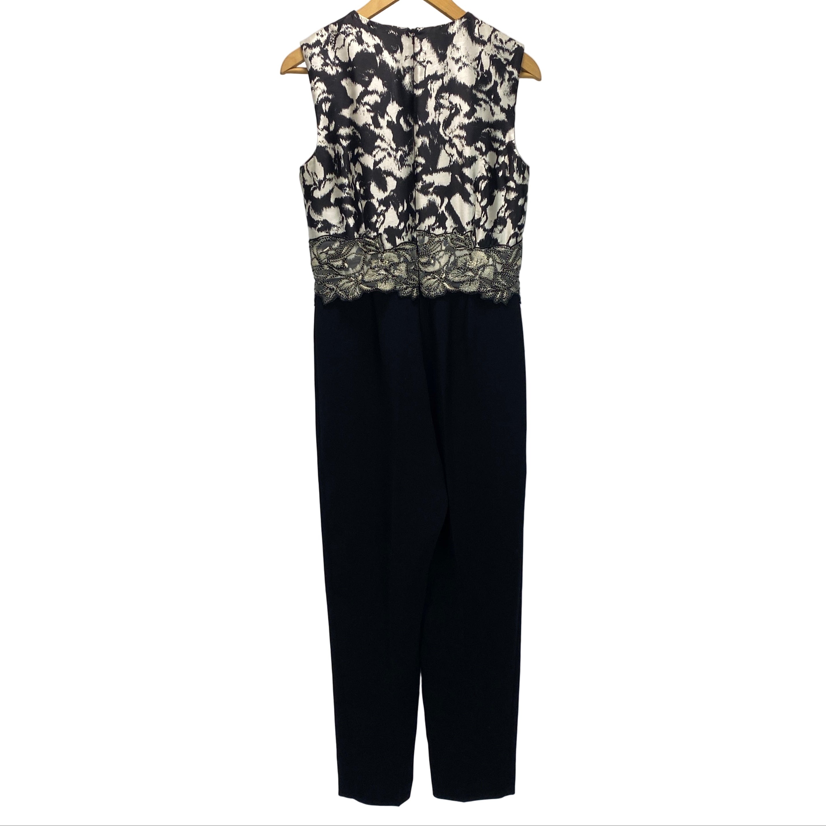 Max Mara Pianoforte Monochrome Silk Jumpsuit S