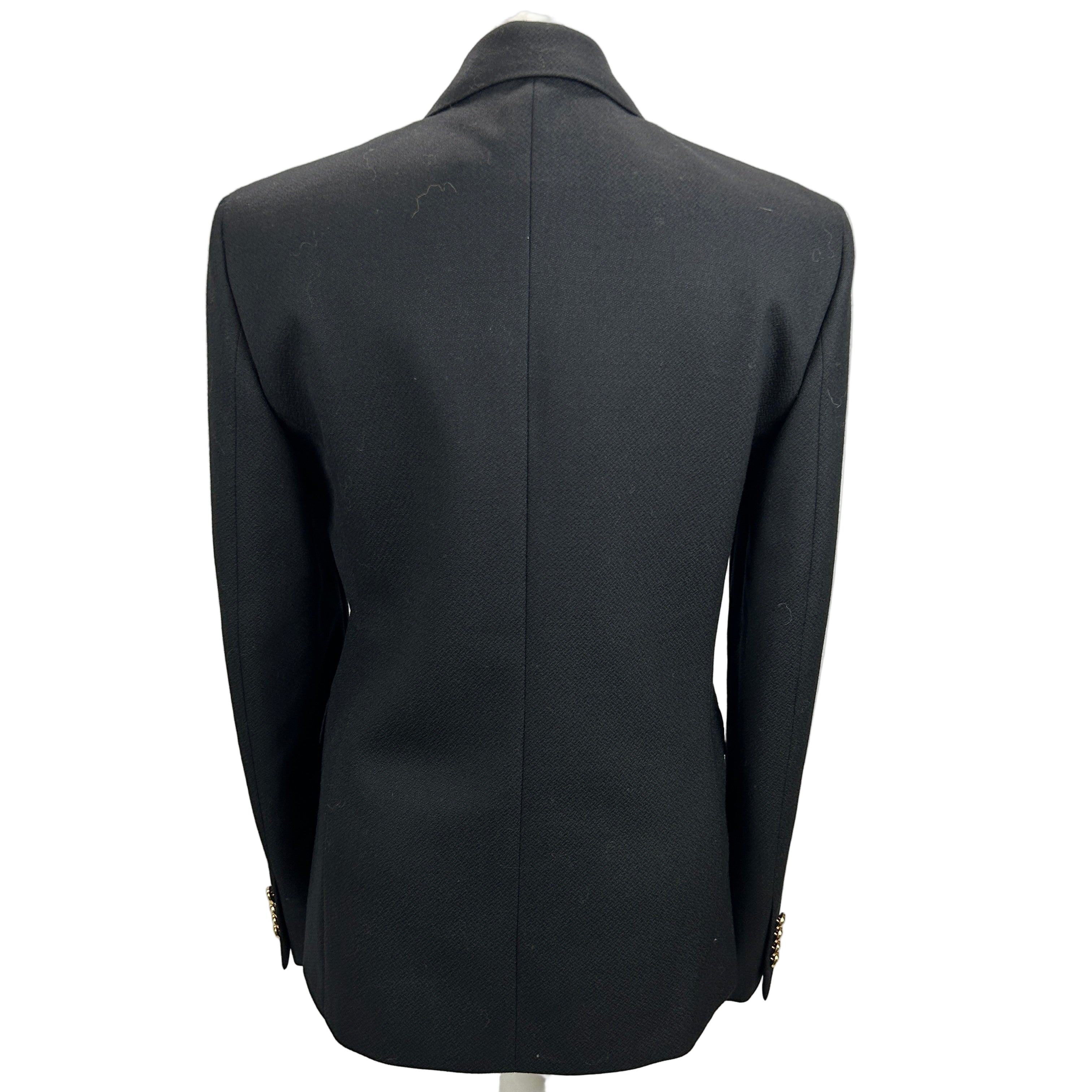 Saint Laurent New Black Wool Gold Button Blazer S