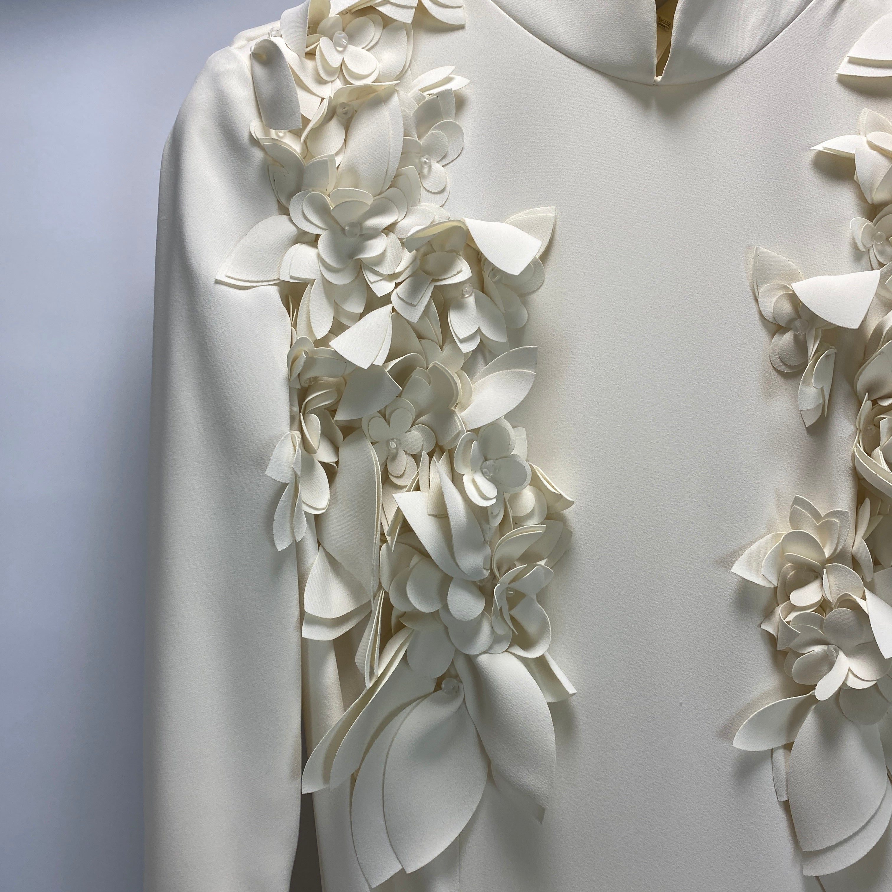 Saiid Kobeisy New £2873 Cream Lasercut Crepe Gown XS